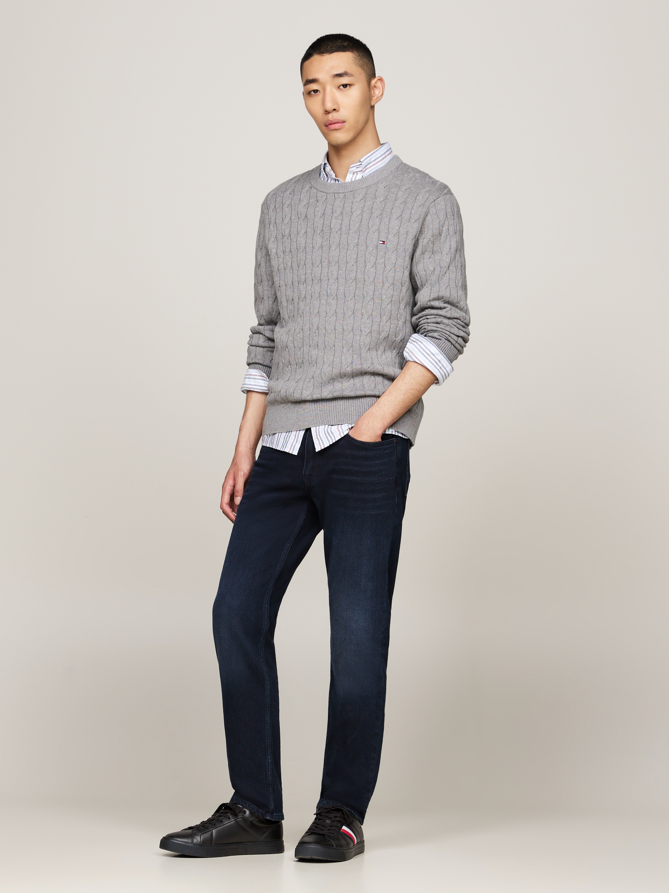 Tommy Hilfiger Sneaker »ICON COURT LTH STRIPES«, Schnürschuh, Freizeitschuh, Halbschuh mit gepolstertem Schaftrand
