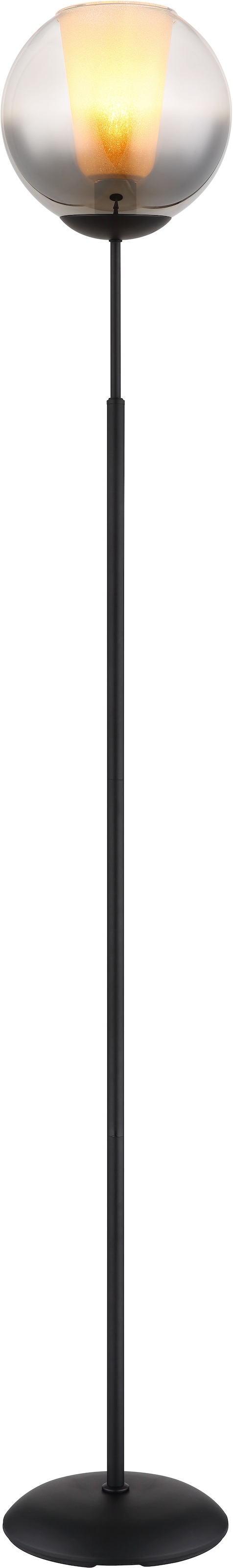 GLOBO LIGHTING Stehlampe »BARRY«, Leuchtmittel E27 | ohne Leuchtmittel, Stehlampe/Metall/Glaskugel rauchfarben/Glaskristalle klar
