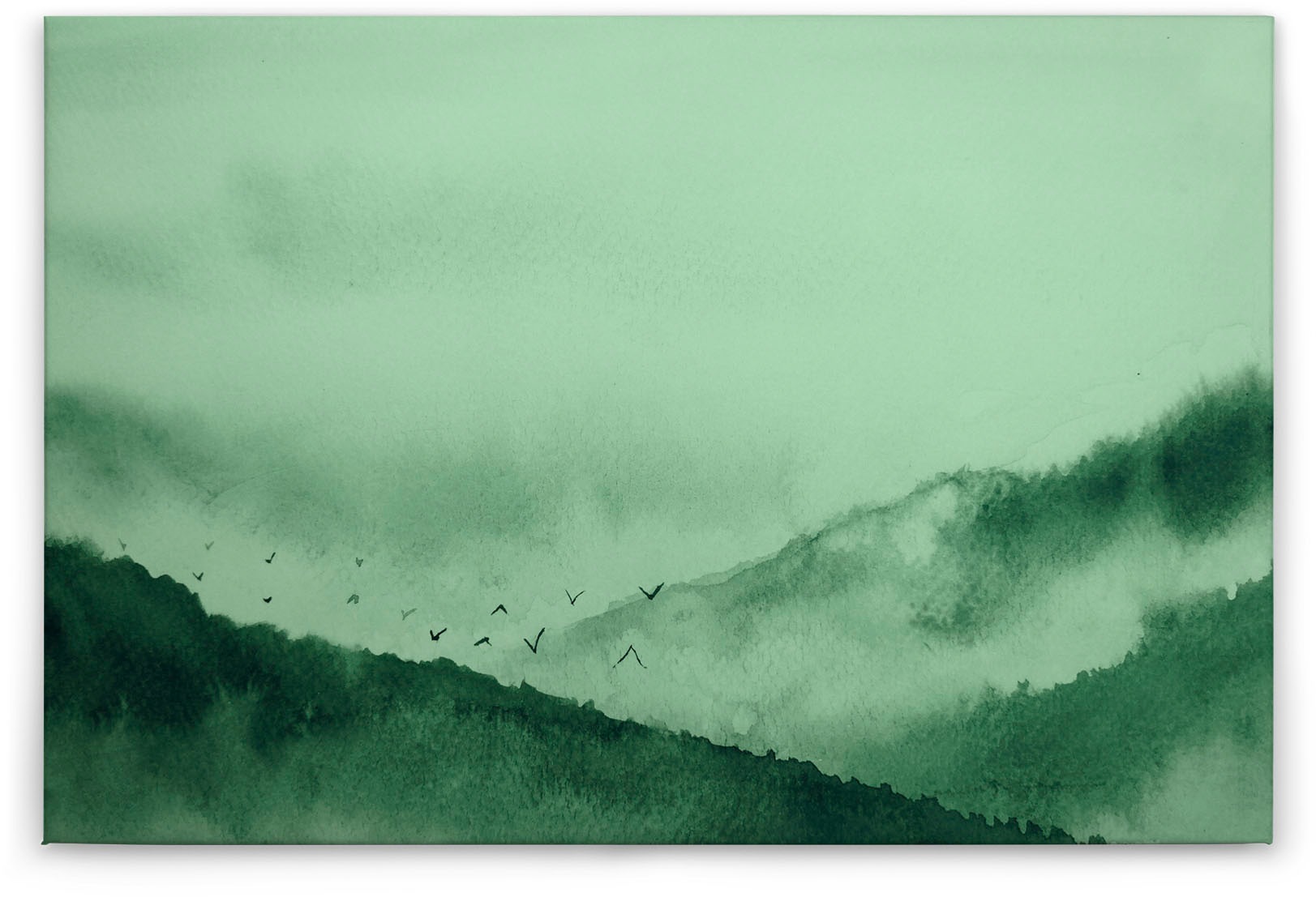 A.S. Création Leinwandbild »Gloomy Landscape«, Kunst-Wald-Kinder, (1 St.), Nebel Keilrahmen Berg Gebirge Landschaft Leinwand-Bild Wohnzimmer Wand