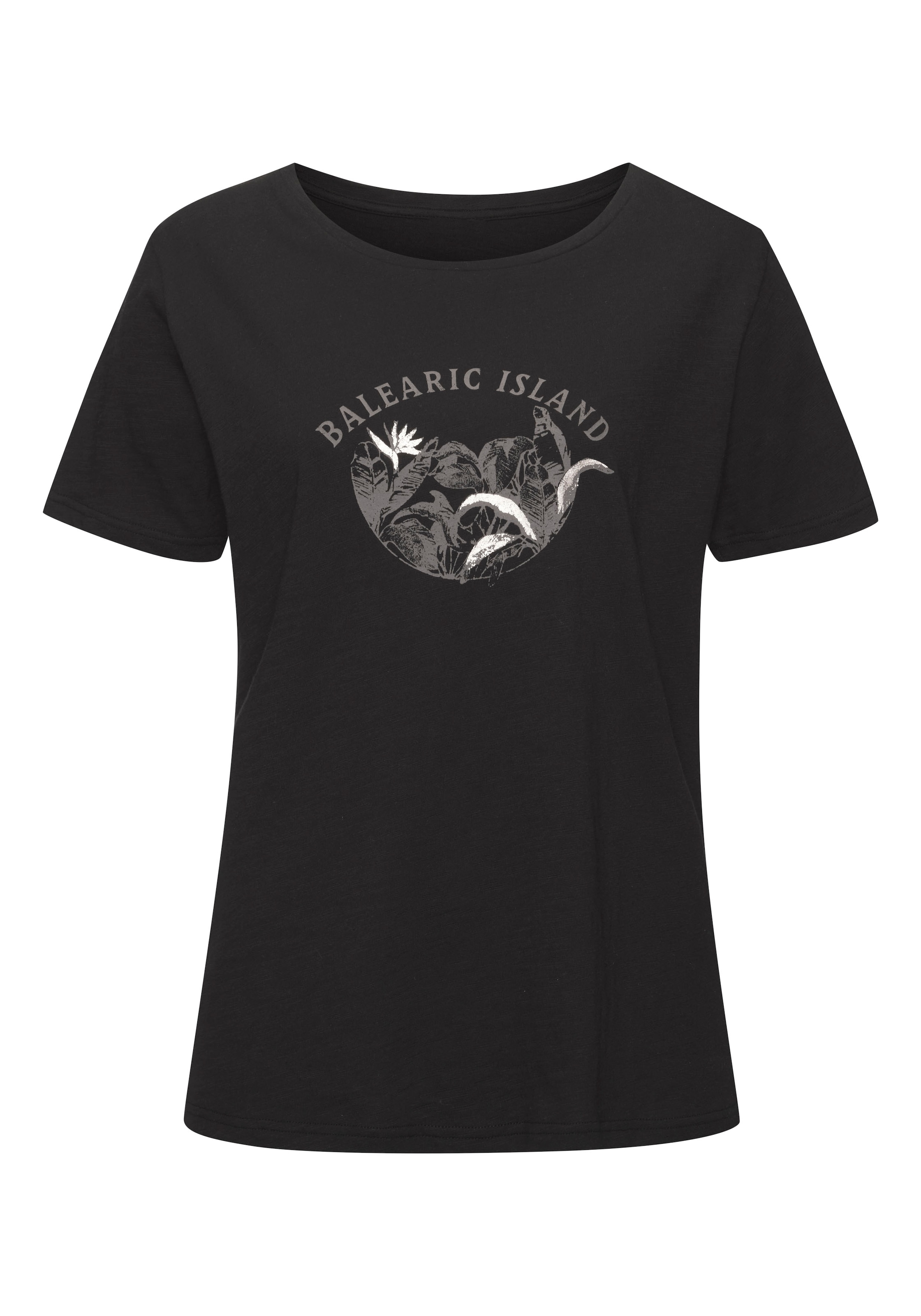 Vivance T-Shirt »mit schimmerndem Frontprint«, (2er-Pack), aus weicher Baumwoll-Qualität