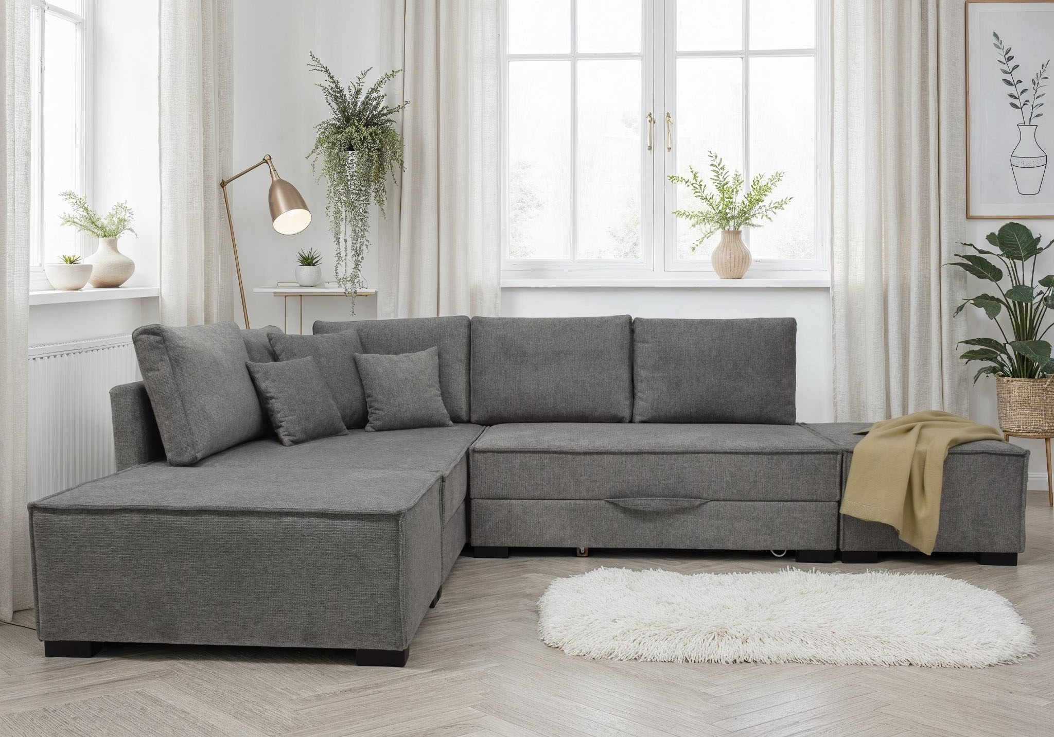 Home affaire Ecksofa inkl. Bettfunktion, Bettkasten, 3 Zierkissen, Boxsprin günstig online kaufen