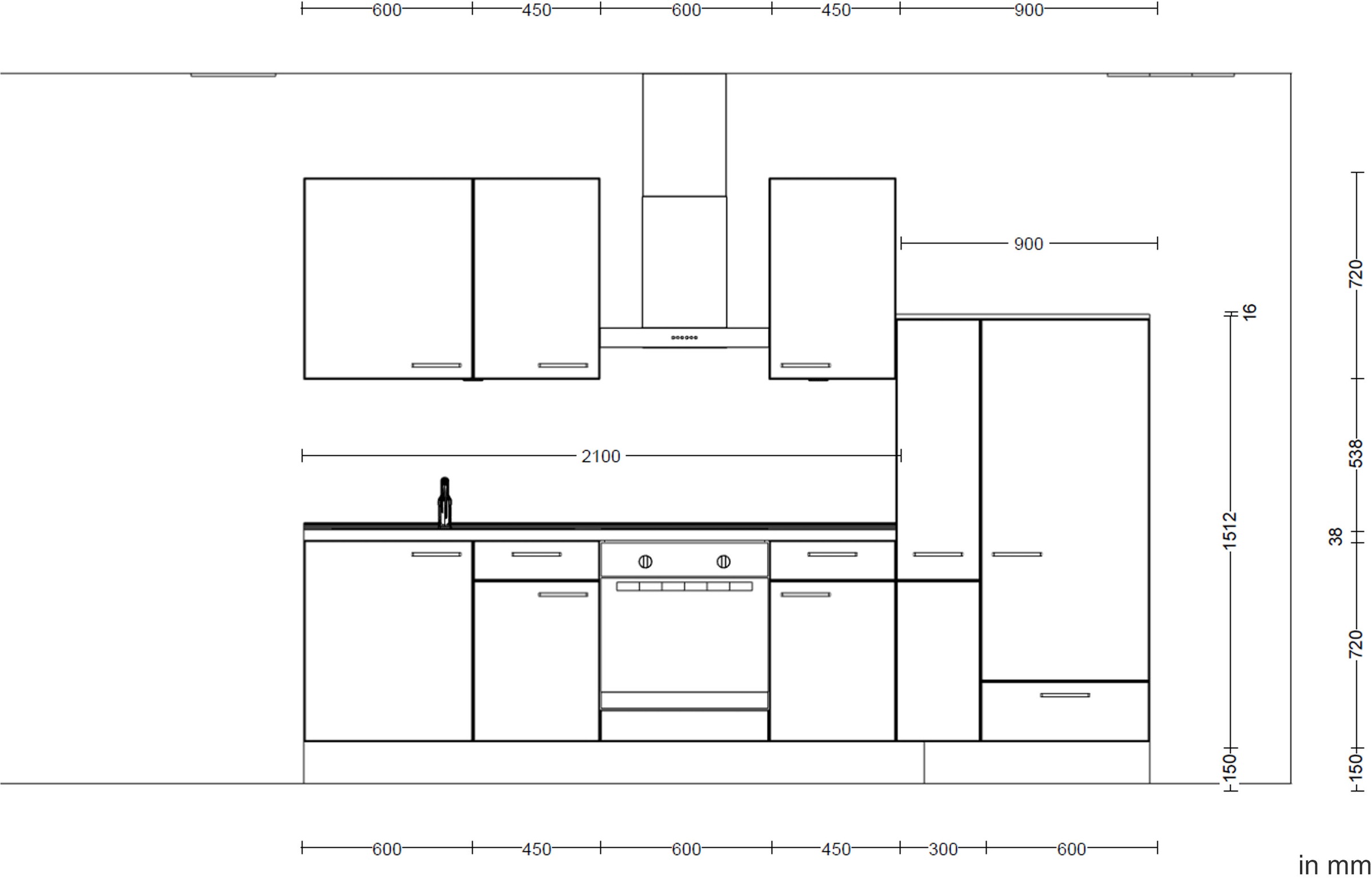 nobilia® Küchenzeile »"Laser I"«, vormontiert, Ausrichtung wählbar, Breite 300 cm, wahlw. mit E-Geräten
