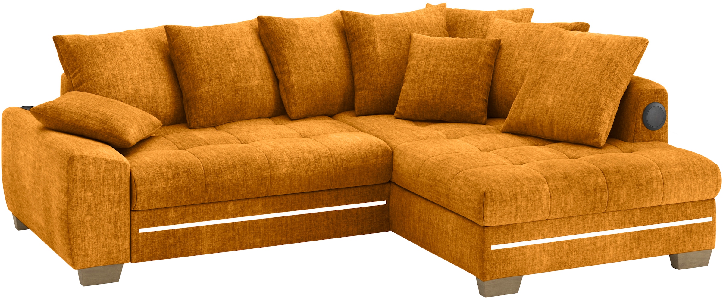 Mr. Couch Ecksofa »Nikita II, L-Form«, RGB-LED, Bluetooth-Soundsystem, wahlweise mit Bett, Bettkasten