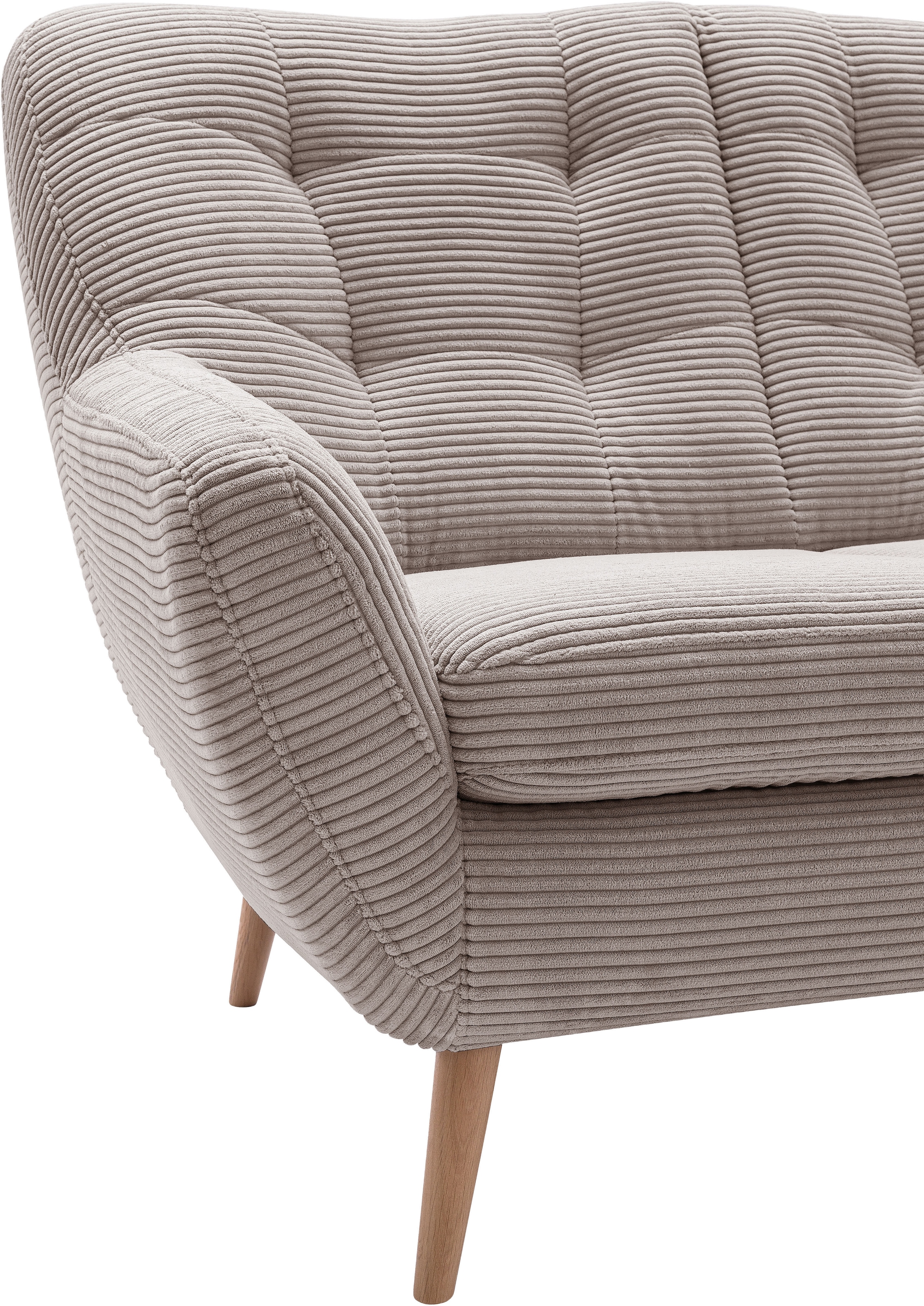 exxpo - sofa fashion 2-Sitzer »Scandi, bequem, aufwendige Rückenpolsterung für mehr Sitzkomfort«, akuelle Farben in hochwertige Bezugsqualitäten, Holzfuß