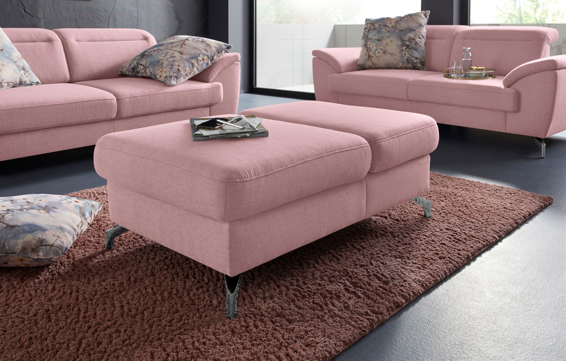 sit&more Hocker »Percy«, Fußhöhe 12 cm, mit Klappfunktion, wahlweise in 2 Fußfarben