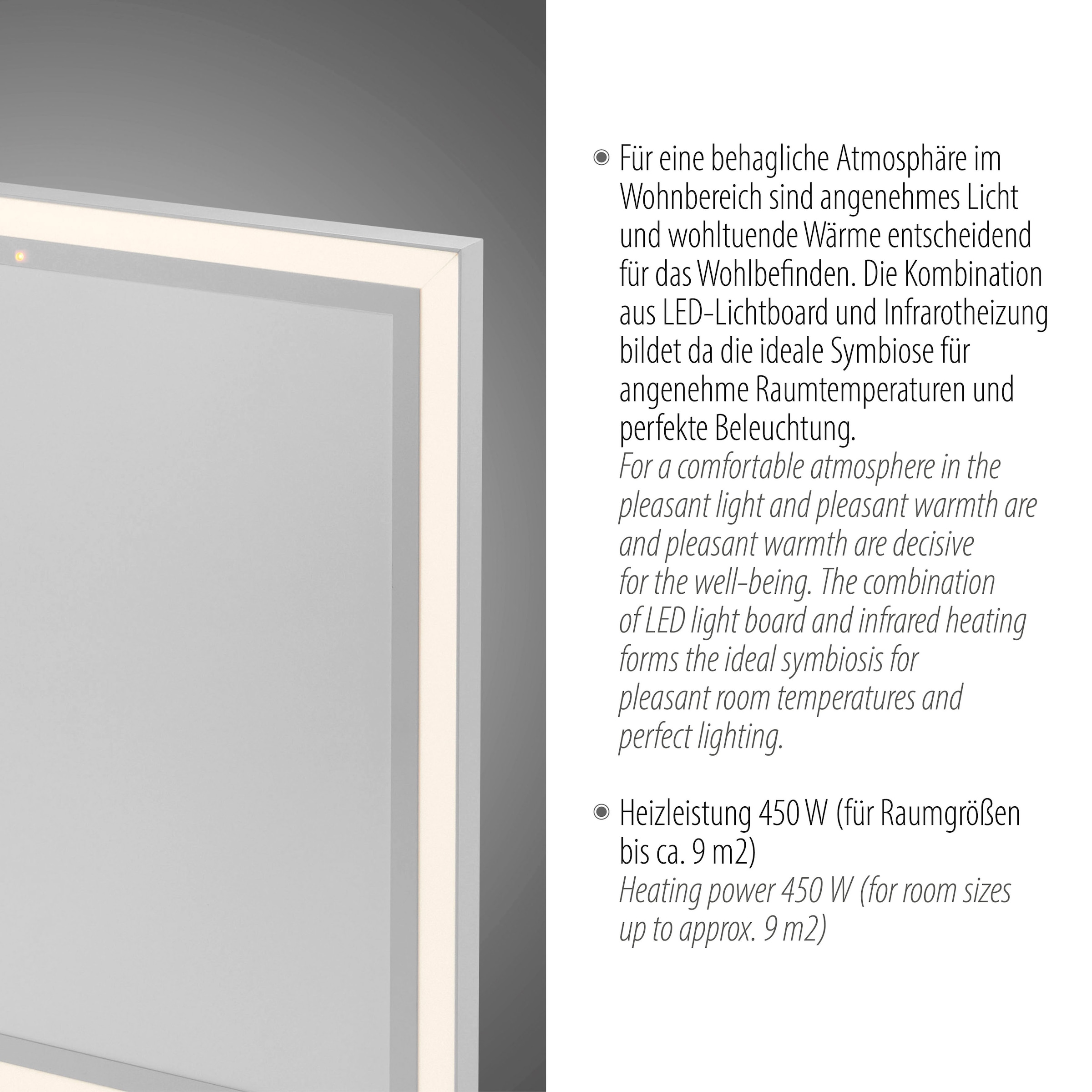 JUST LIGHT Deckenleuchte »BEROA«, 1 flammig, Leuchtmittel LED-Board | LED fest integriert, Deckenpanel mit IR-Heizung 450W, Funk Fernbed., Funkthermostat
