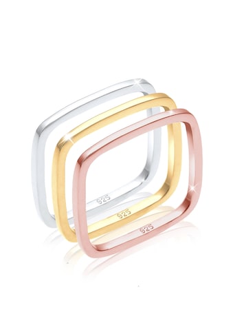 Elli Ring-Set »Tri-Color Statement Vierecks-Ringset 925er Silber« kaufen