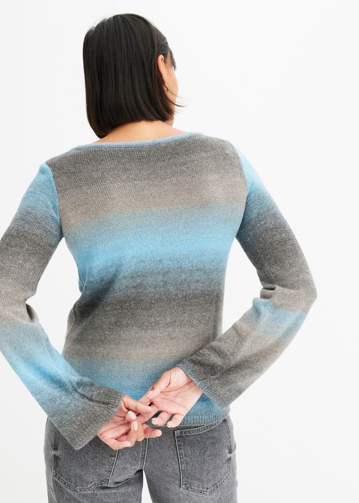bonprix Strickpullover »Pullover mit Farbverlauf« im modischen Farbverlauf, lockere Passform mit weitem Arm