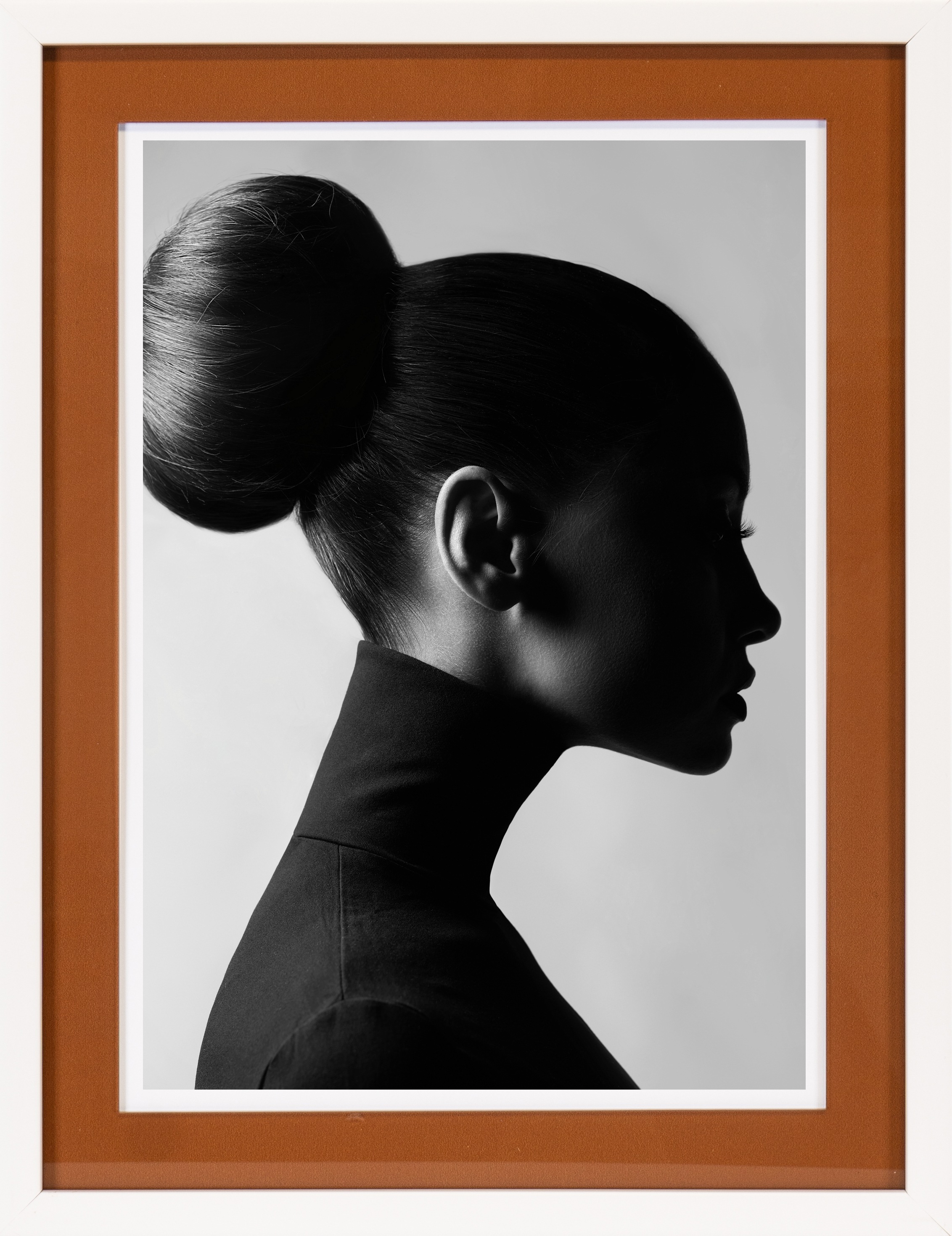 queence Bild mit Rahmen »Frau im Profil schwarz weiß«, Bilder von Frauen-Frau-Schwarz-Weiß, (1 St.), Poster mit buntem Acrylglas Passepartout