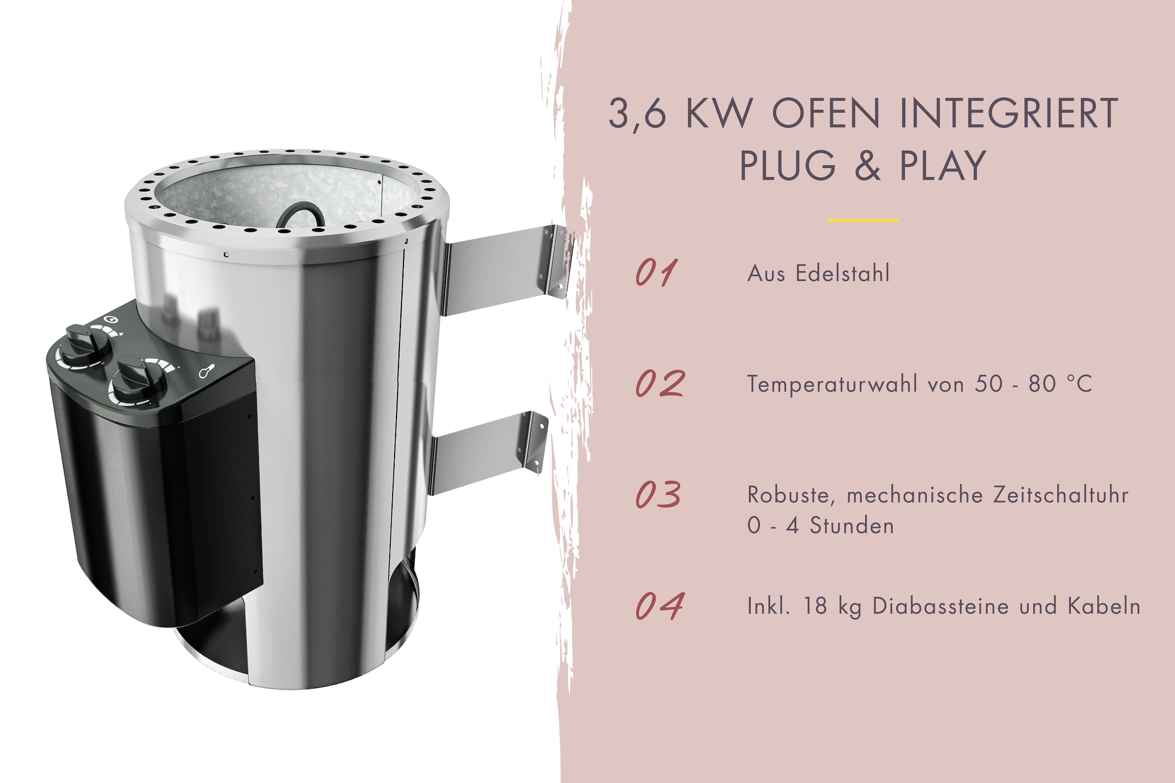 KONIFERA Fasssauna »Lathy XXL«, 3,6-kW-Plug & Play Ofen mit integrierter Steuerung