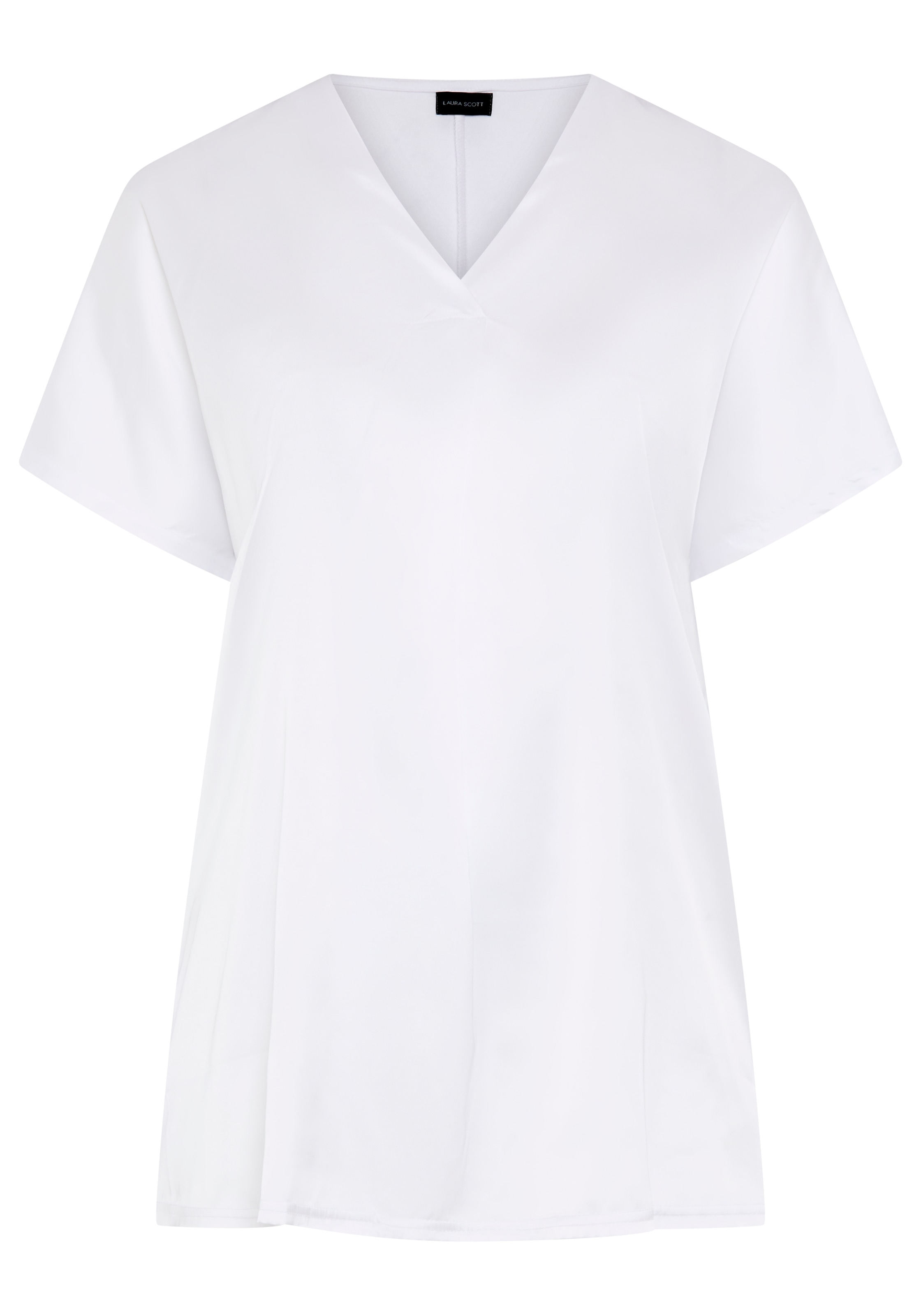 Laura Scott CURVE Satinbluse figurumspielende Passform, mit Falteneinsatz vorne, V-Ausschnitt