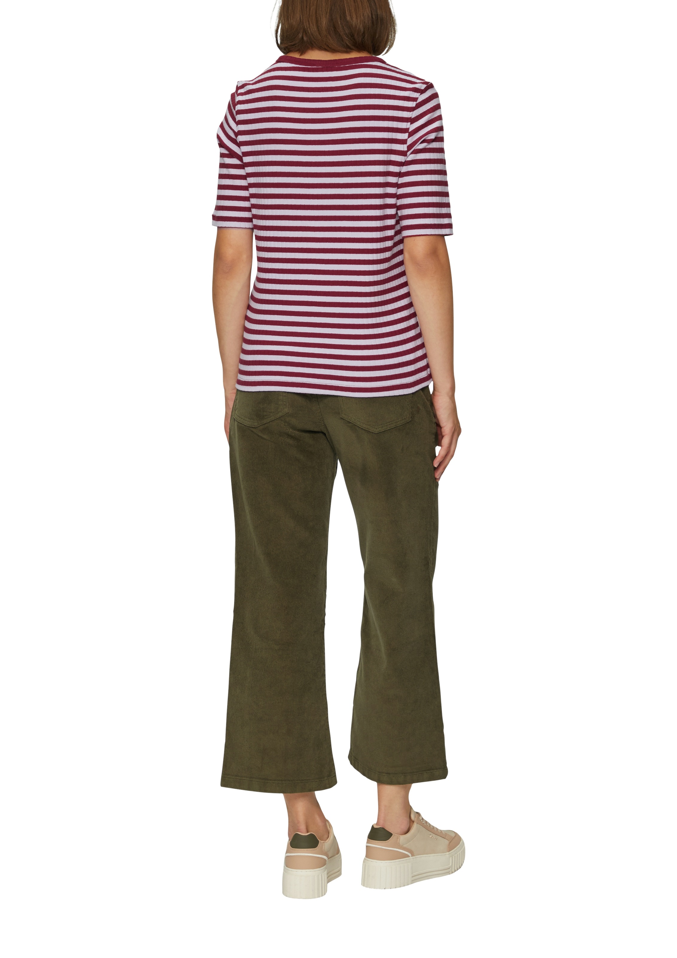 s.Oliver T-Shirt, halbarm, mit Streifen, in Ripp-Optik