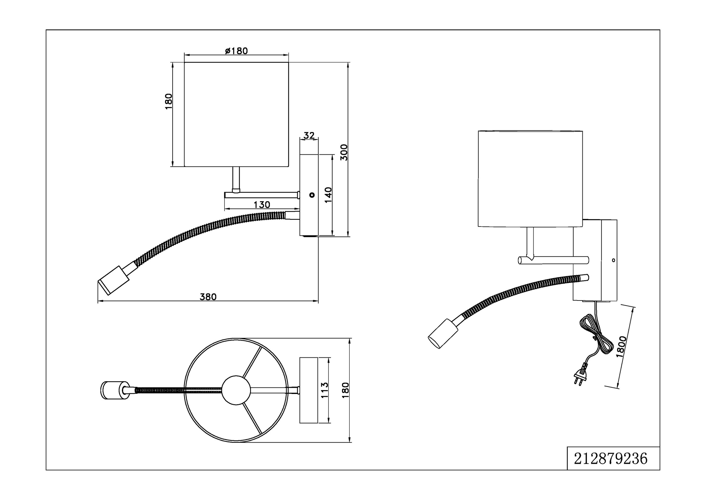 TRIO Leuchten LED Wandleuchte »NILAM«, für Leuchtmittel 1 x E27,  mit LED Leselicht 3,1 Watt,  getrennt schaltbar