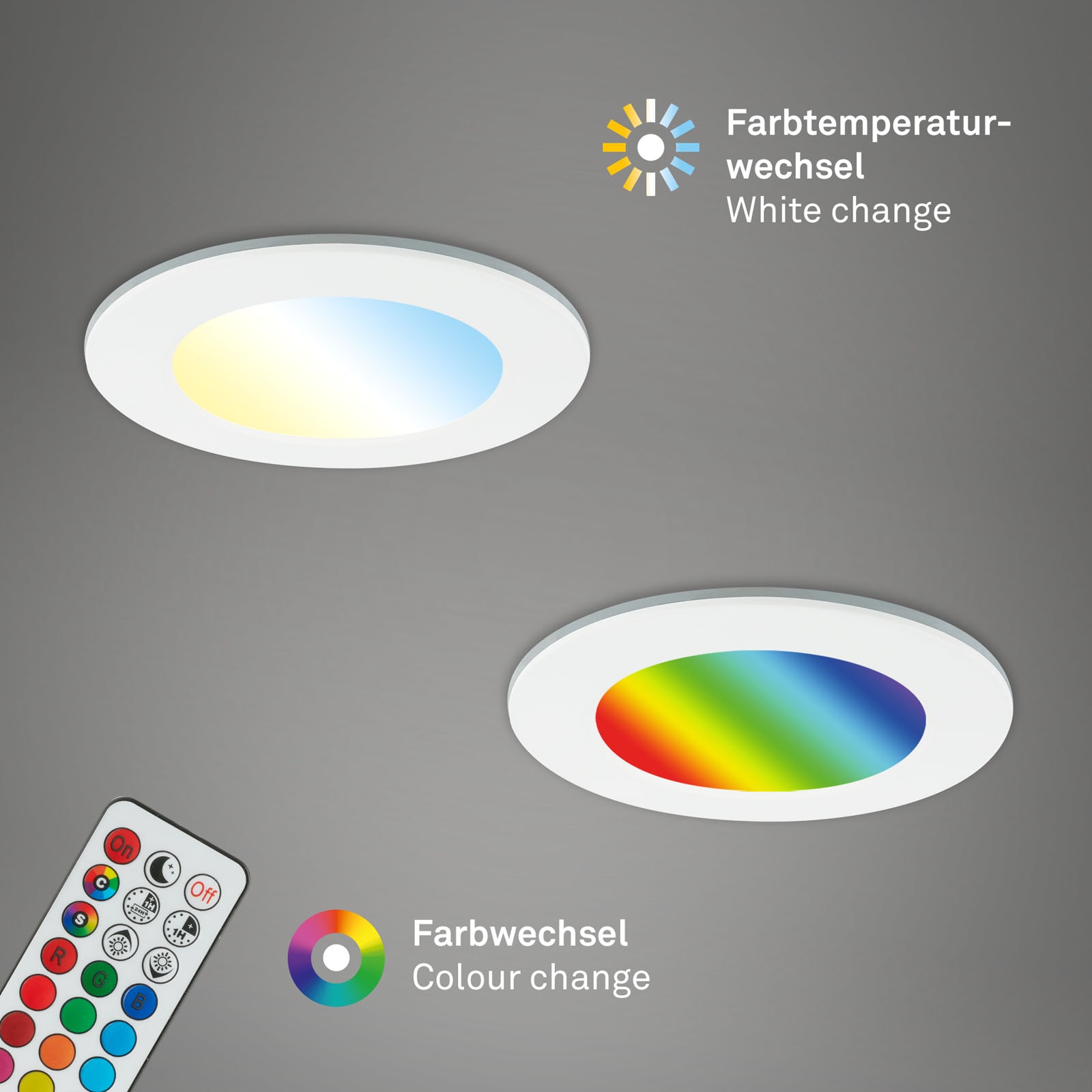 Briloner Leuchten LED Einbauleuchte »3er Set LED Einbauleuchten RGB-CCT, weiß«, 3er Set LED Einbauleuchten, RGB CCT, Einbaustrahler Bad, Bad IP65