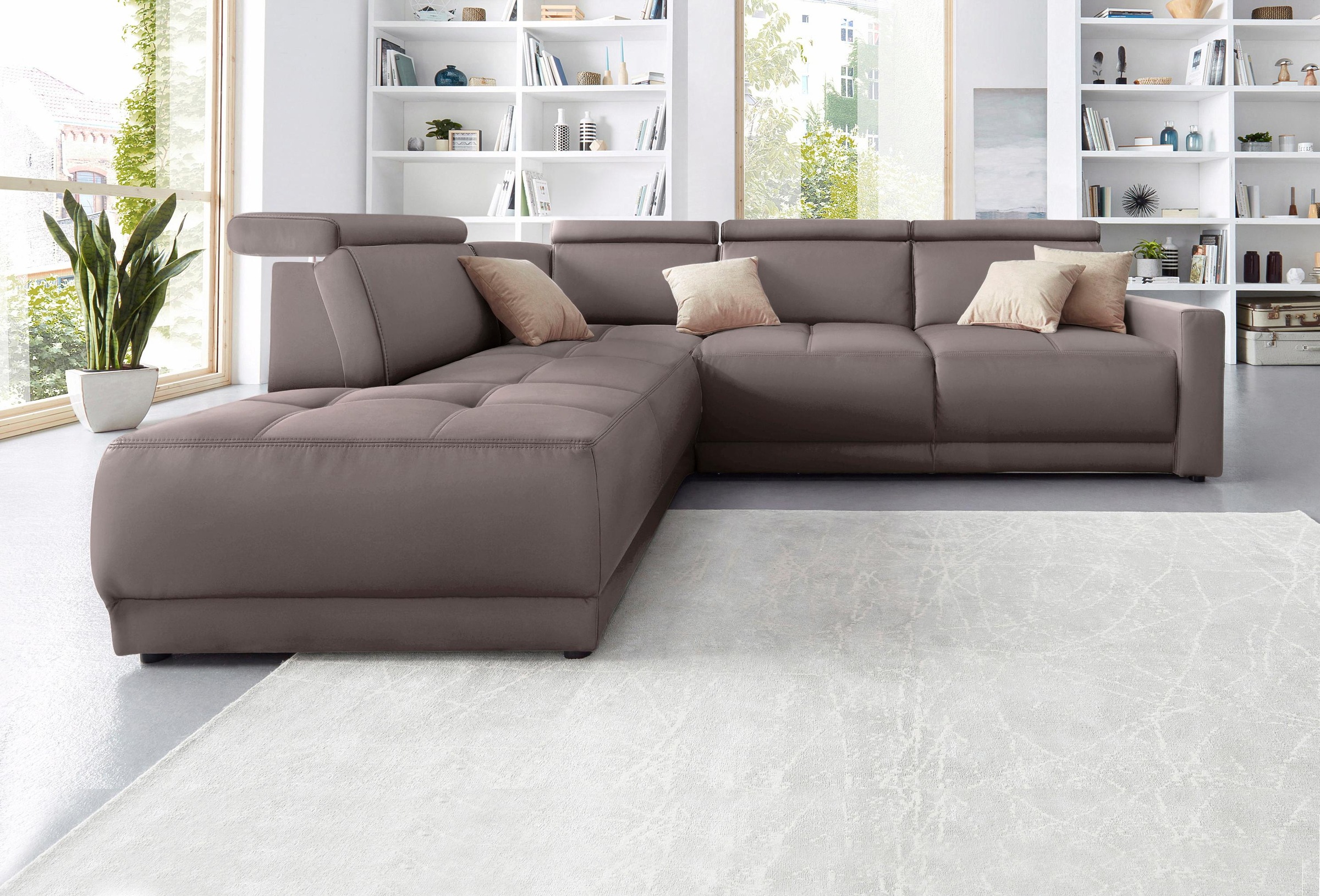 DOMO collection Ecksofa »Ava, moderne Sitzheftung mit toller Doppelnaht, ko günstig online kaufen