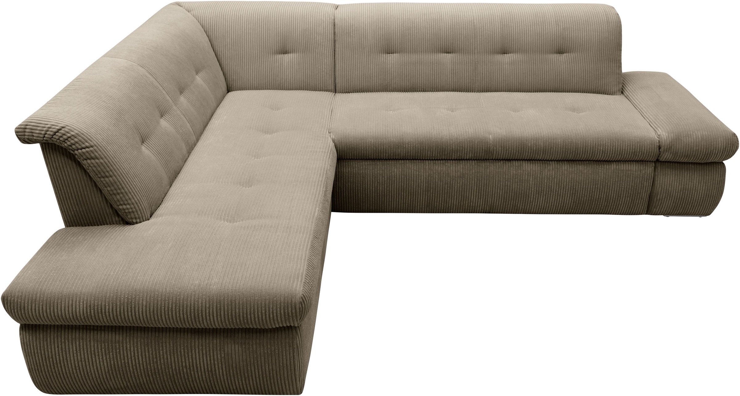 DOMO collection Ecksofa »Moric L-Form«, wahlweise mit Bettfunktion und Armlehnenverstellung, auch in Cord