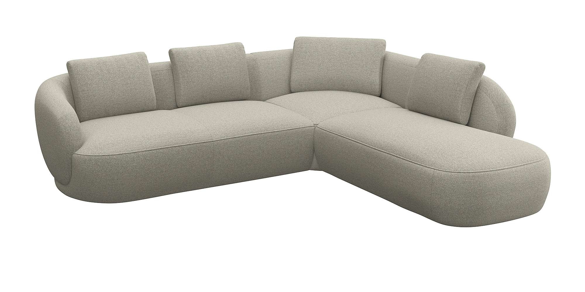 FLEXLUX Ecksofa »Torino, rund, L-Form, Sofa-Ecke mit Ottomane«, Modernes, o günstig online kaufen