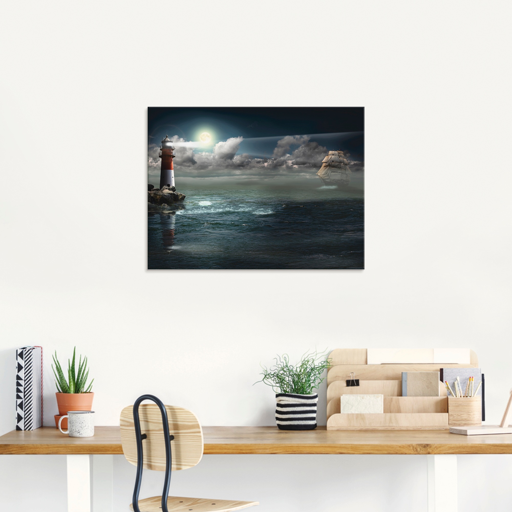 Artland Glasbild »Leuchtturm unter Beleuchtung« Gebäude 1 Stk. tlg. in vers günstig online kaufen