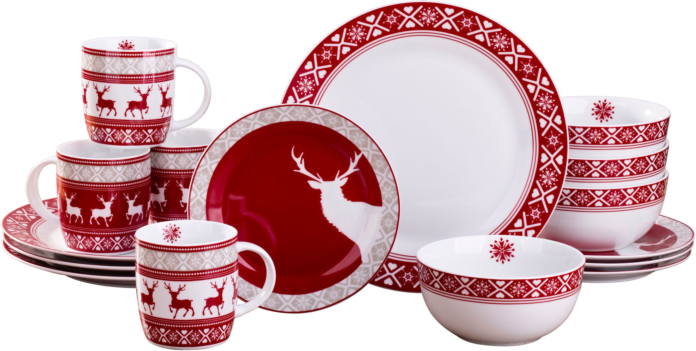 Kombiservice »Geschirr-Set, Service Nordic Reindeer, Winter, Advent, Weihnachten«,...