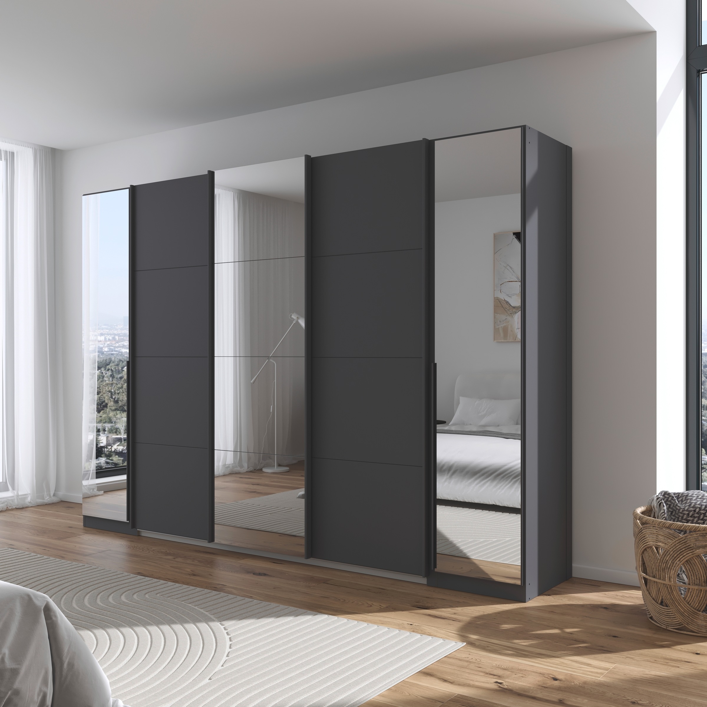 rauch Schwebetürenschrank »Agordo«, (im angesagten Mix aus Dreh- und Schwebetüren), durchdachte Innenausstattung, in zwei Griff-Farben MADE IN GERMANY