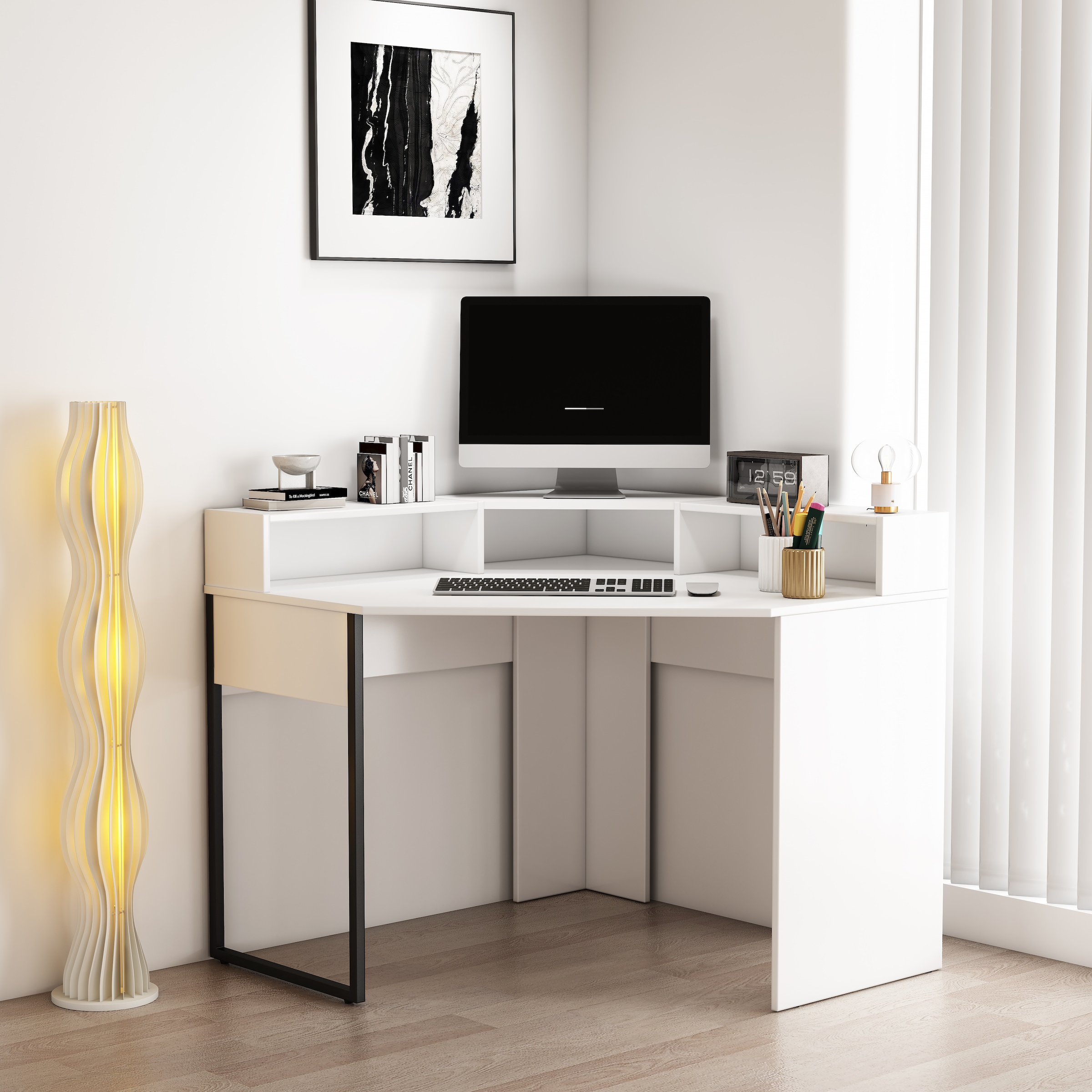 OTTO home Eckschreibtisch »Moid«, mit Schreibtischaufsatz, modernes Design, B. 100 cm
