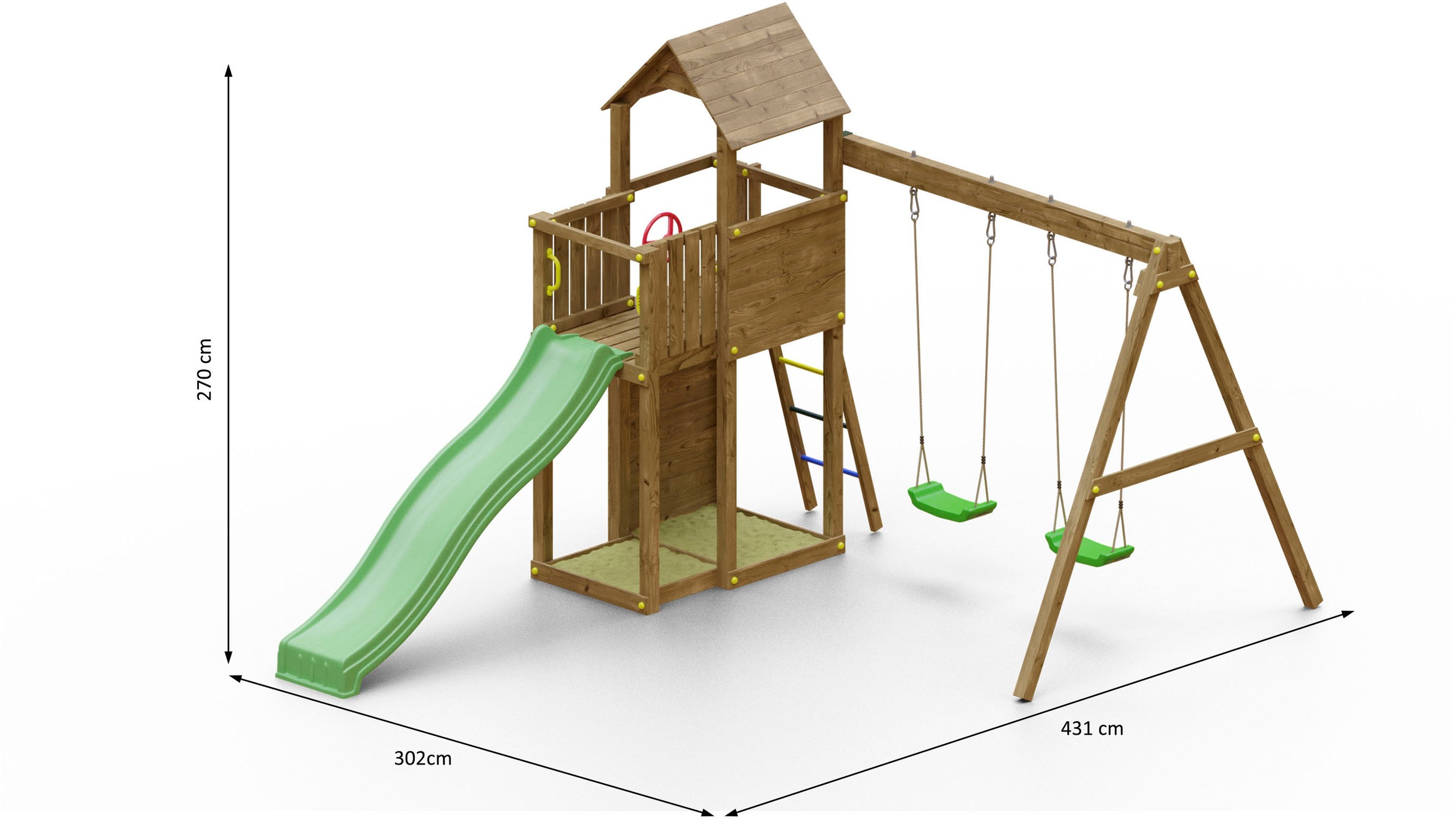 FUNGOO Spielturm »Boomer3«, mit Schaukel & Rutsche