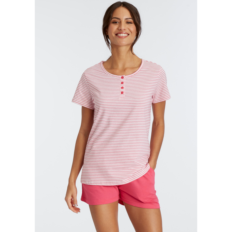 VIVANCE DREAMS Shorty Set, 2 Stk. tlg., mit garngefärbten Streifen berry-gestreit 44/46 44/46 Shorty mit garngefärbten Streifen