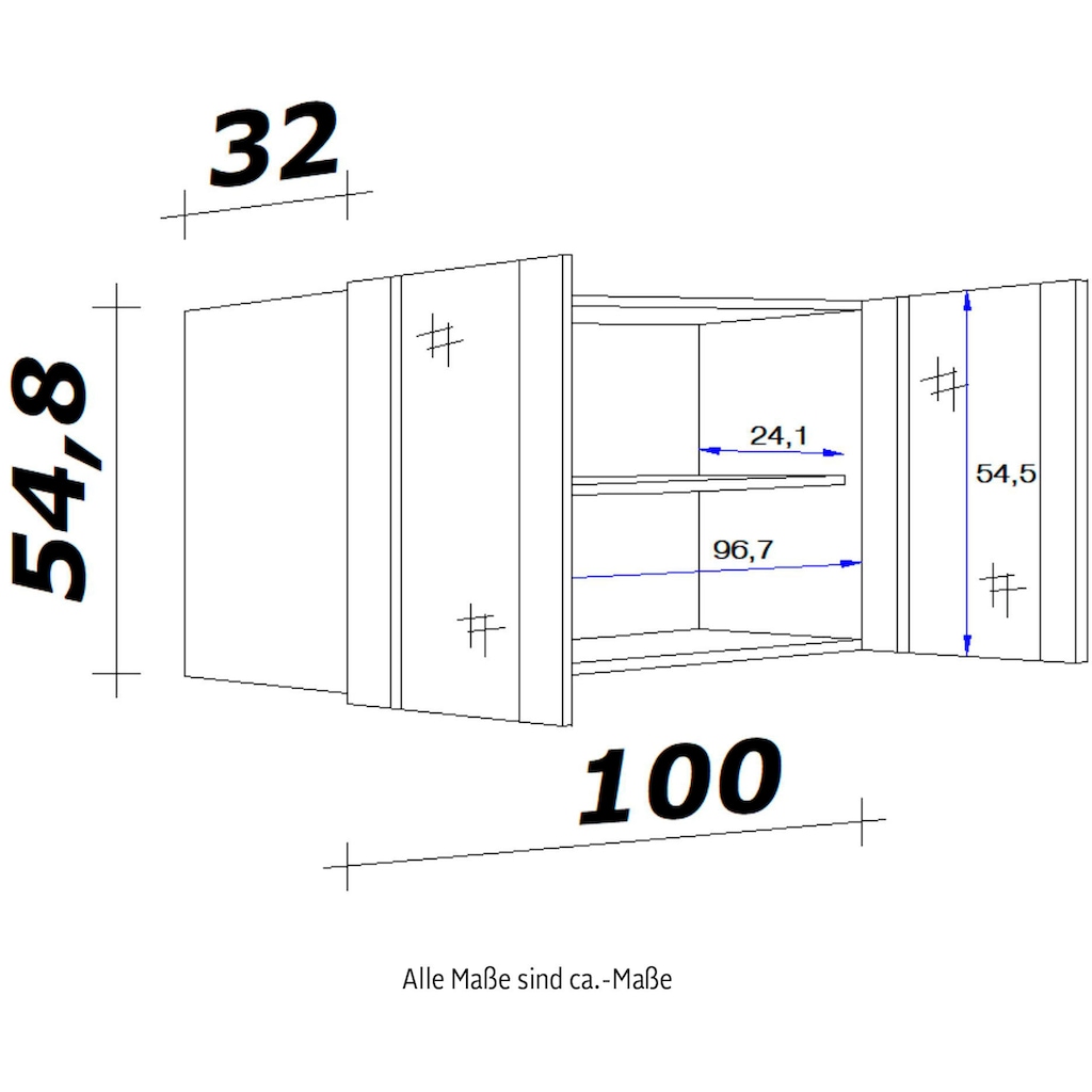 Flex-Well Glashängeschrank »Portland«, (B x H x T) 100 x 54,8 x 32 cm