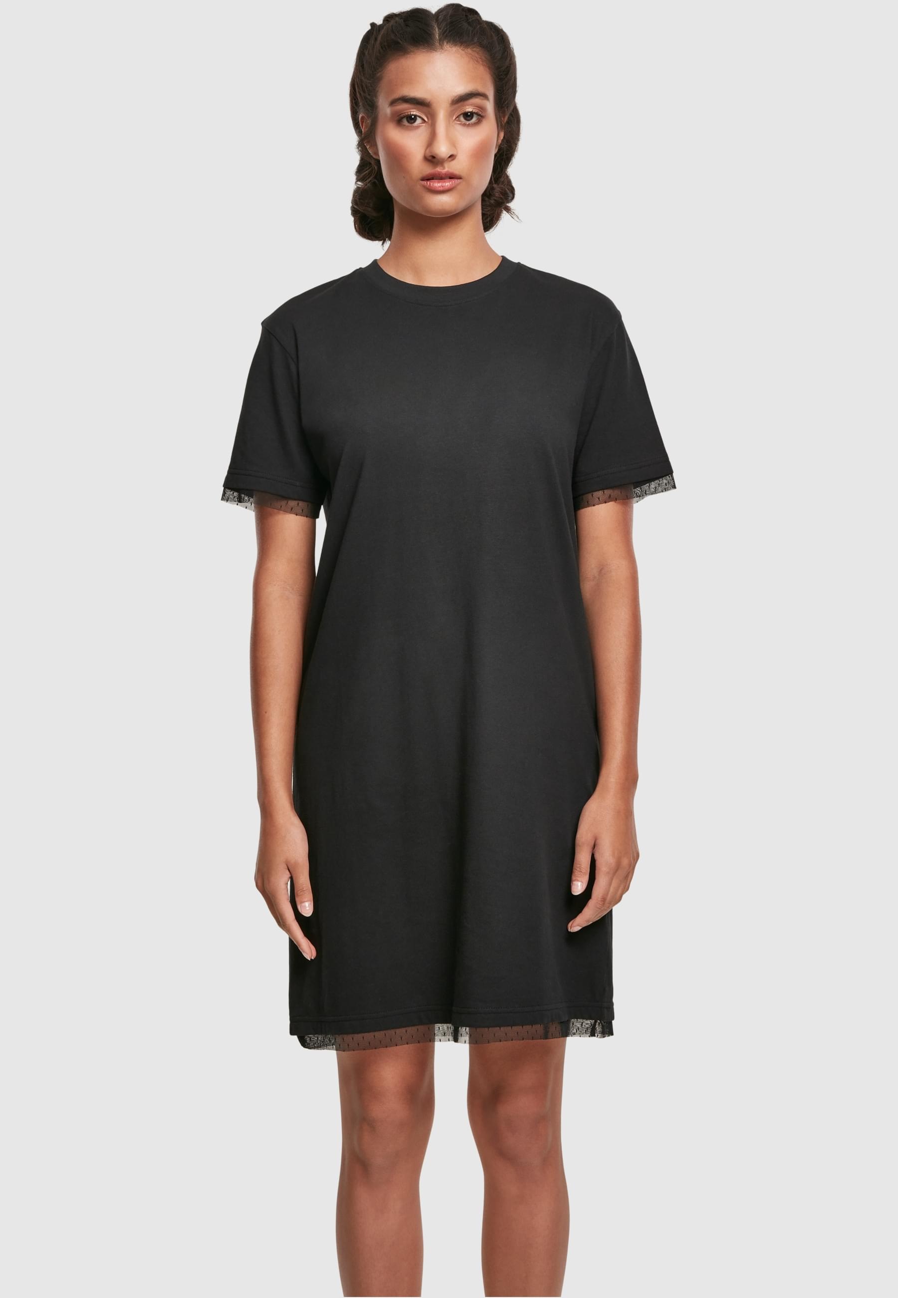 URBAN CLASSICS Shirtkleid »Urban Classics Damen Ladies Boxy Lace Hem Tee Dress« 1 Stk. tlg.