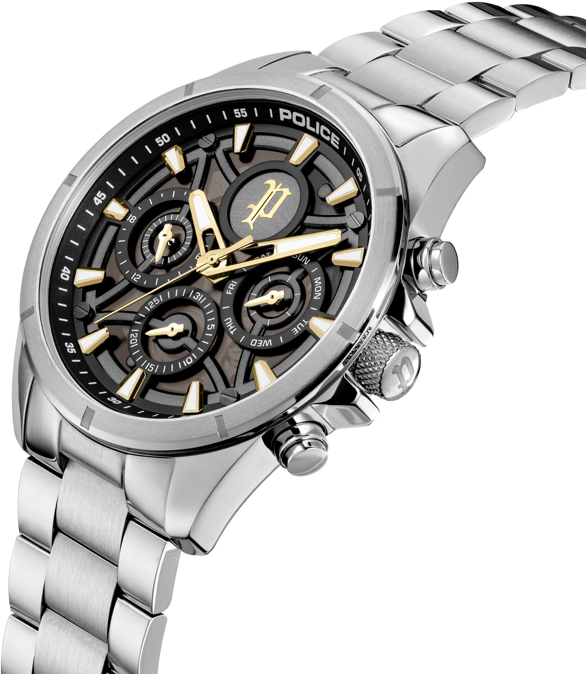 Police Multifunktionsuhr »DEFENDER«, Quarzuhr, Armbanduhr, Herrenuhr, Edelstahlarmband, analog