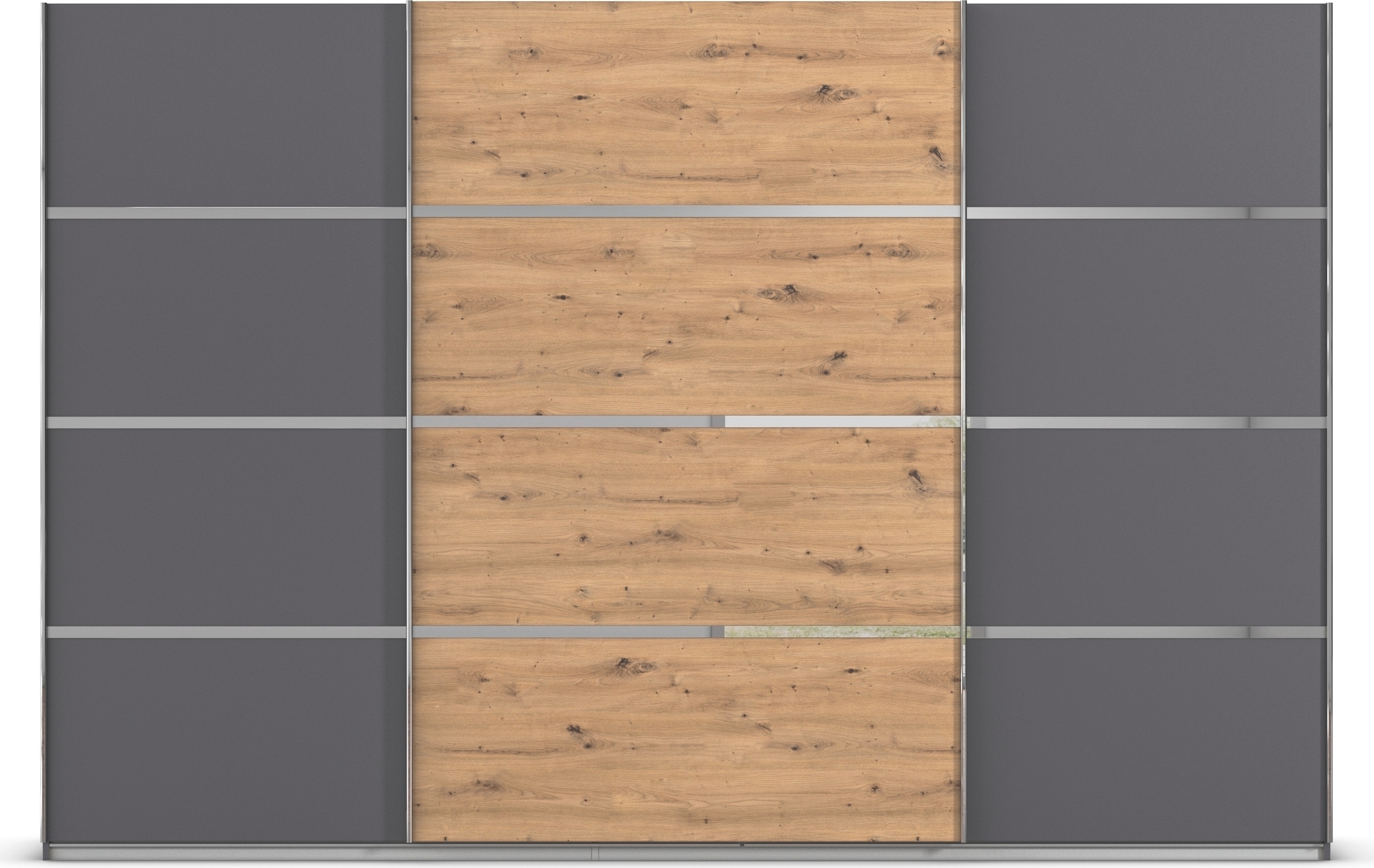 rauch Kleiderschrank »Schwebetürenschrank OTTO´s Choice Garderobe Schrank TOP ANGEBOT Avola«, (in 3 verschiedenen Ausstattungen BASIC/CLASSIC/PREMIUM), mit eleganten Zierleisten in Chrom, Schwarz oder Weiß MADE IN GERMANY
