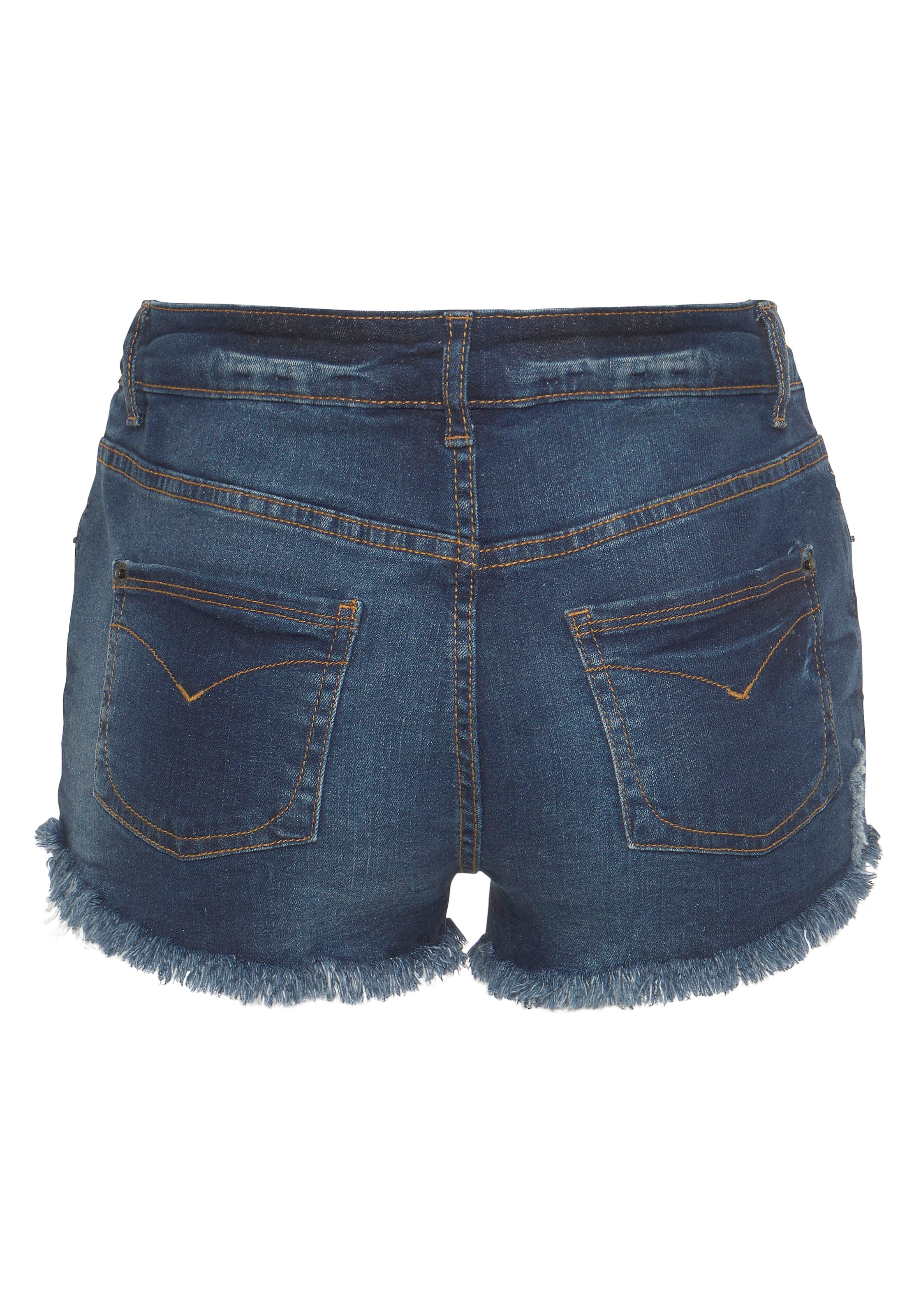 Buffalo Jeanshotpants, mit Fransen am Saum, Shorts aus elastischer Baumwolle