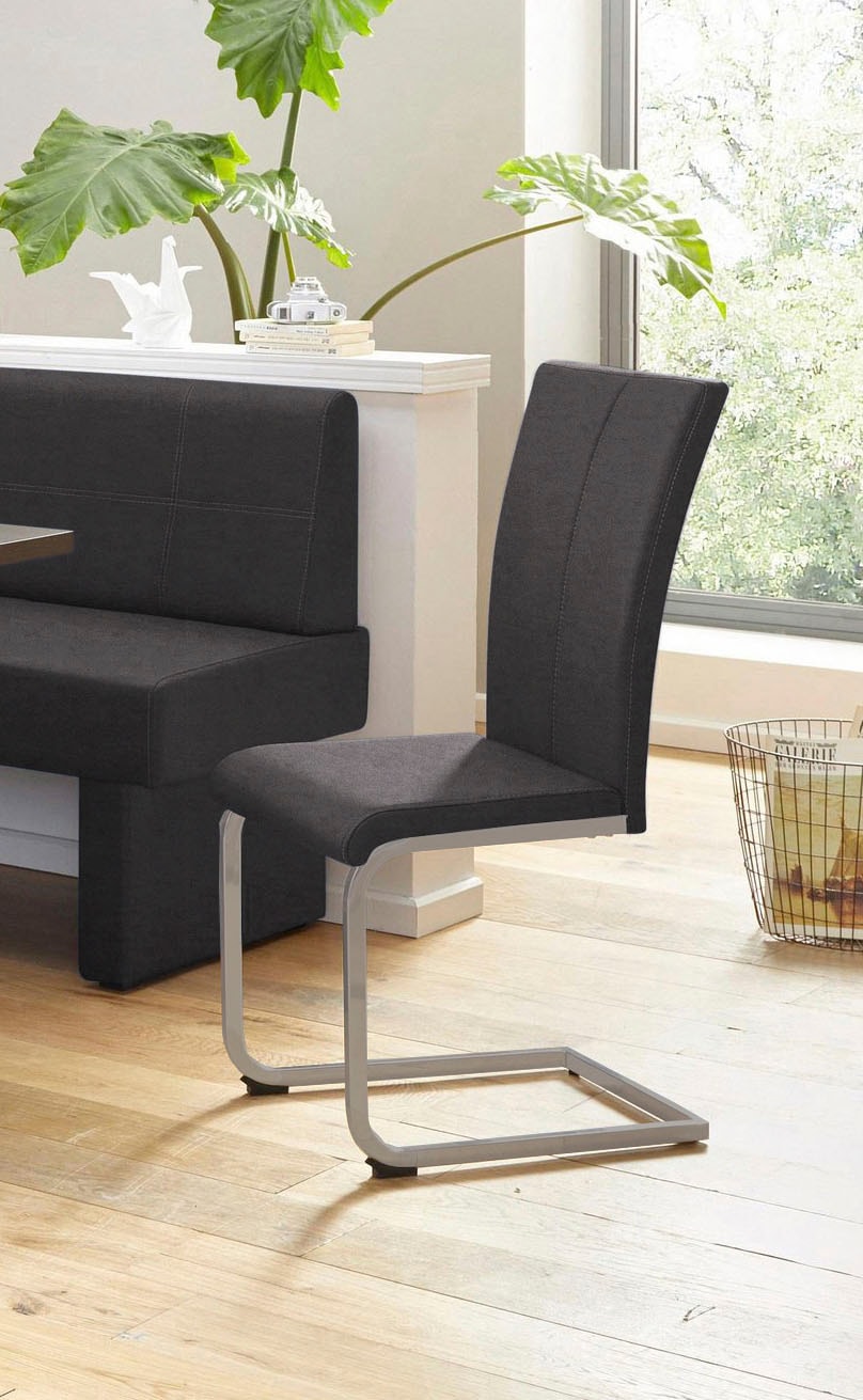 Home affaire Freischwinger »Nils«, (Set), 2 St., Microfaser VINTAGE, Stuhl belastbar bis 120 Kg, Gestell Metall im Chrom-Look oder Schwarz