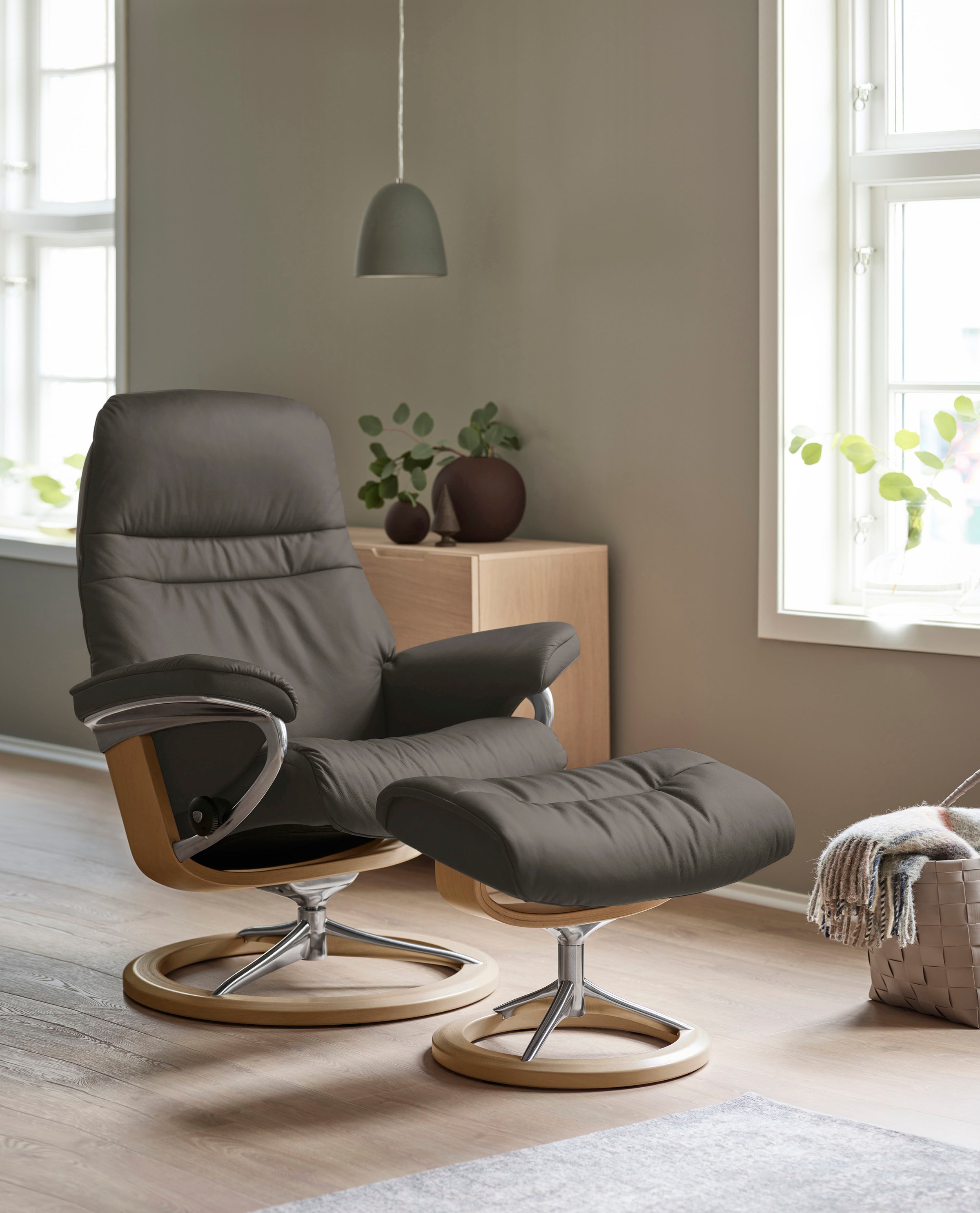 Stressless® Relaxsessel »Sunrise« Relaxsessel mit Hocker, mit Signature Bas günstig online kaufen
