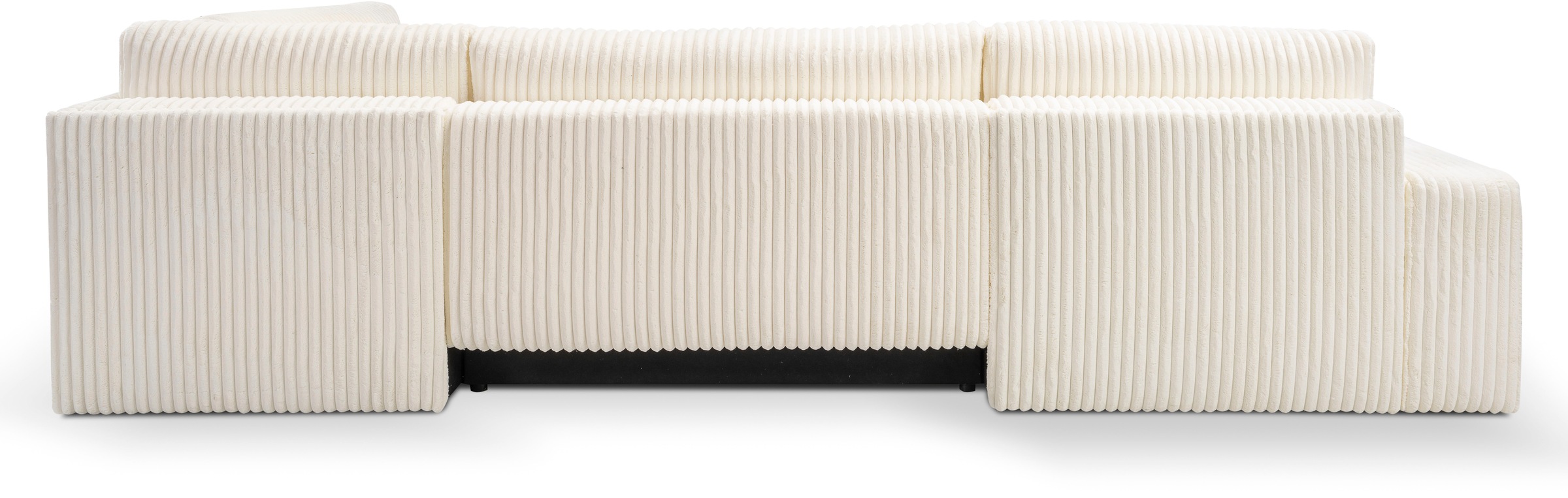 WERK2 Wohnlandschaft »Rotterdam-U, U-Form, in kuschelweichem Cord oder Breitcord«, Design Sofa mit Schlaffunktion & Bettkasten, Breitcord, Creme