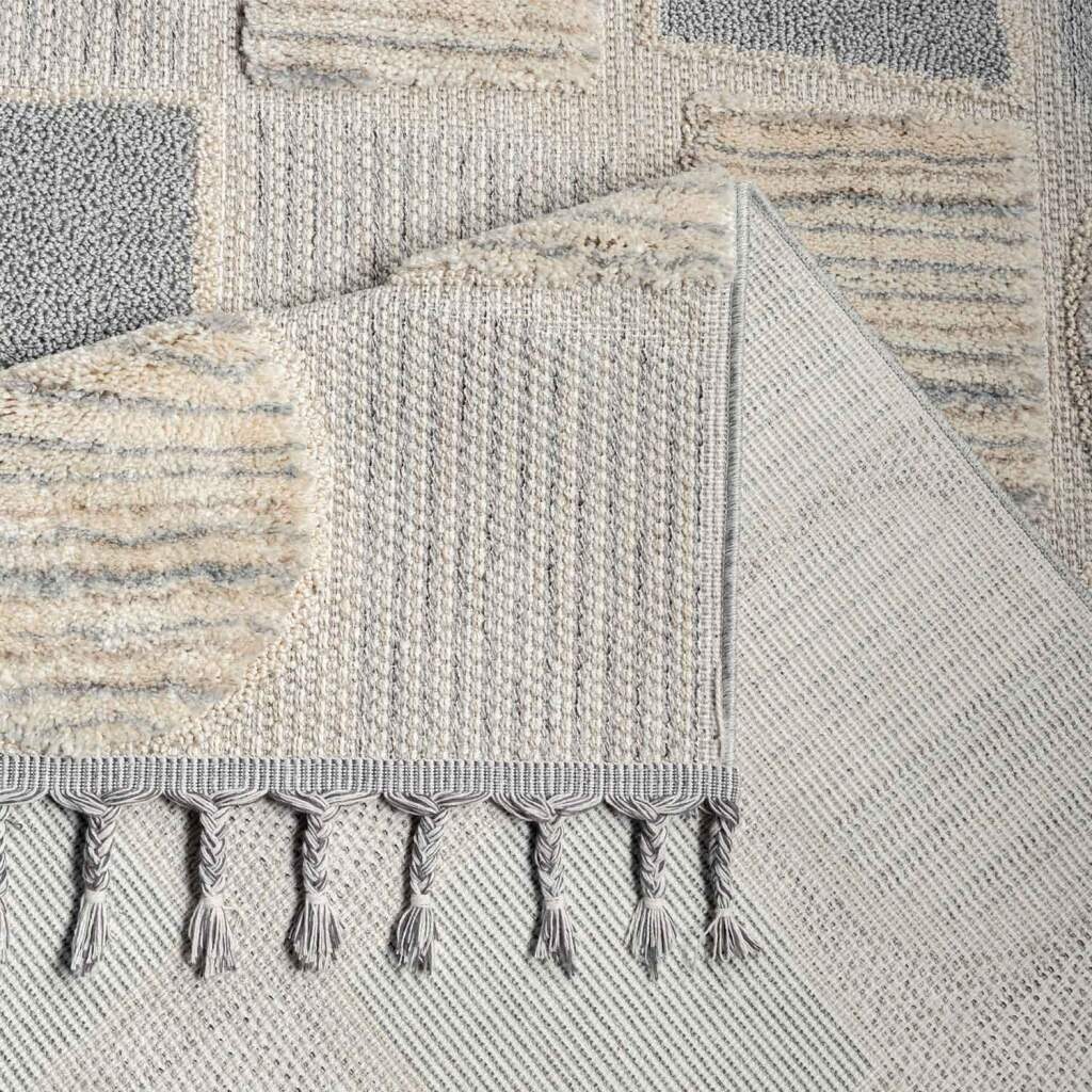 Carpet City Hochflor-Teppich »VALENCIA 950«, rechteckig, 20 mm Höhe, Läufer, Boho-Stil, Hochtief-Muster/ 3D-Effekt, mit Fransen