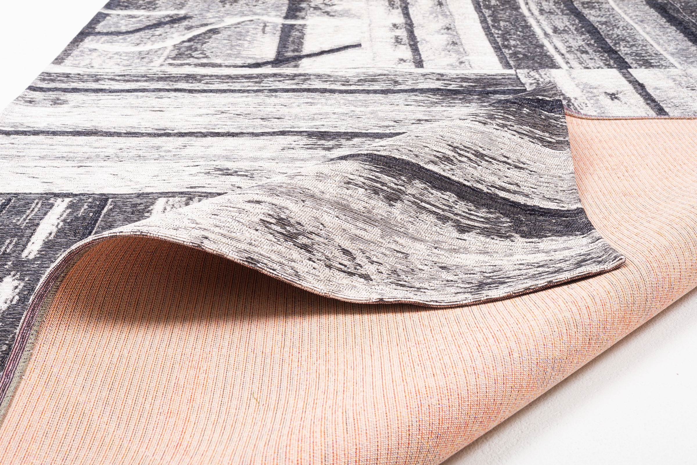 Sansibar Teppich »Keitum 010«, rechteckig, 3 mm Höhe, Flachgewebe, modernes Holz Design, Motiv, gekreuzte Säbel