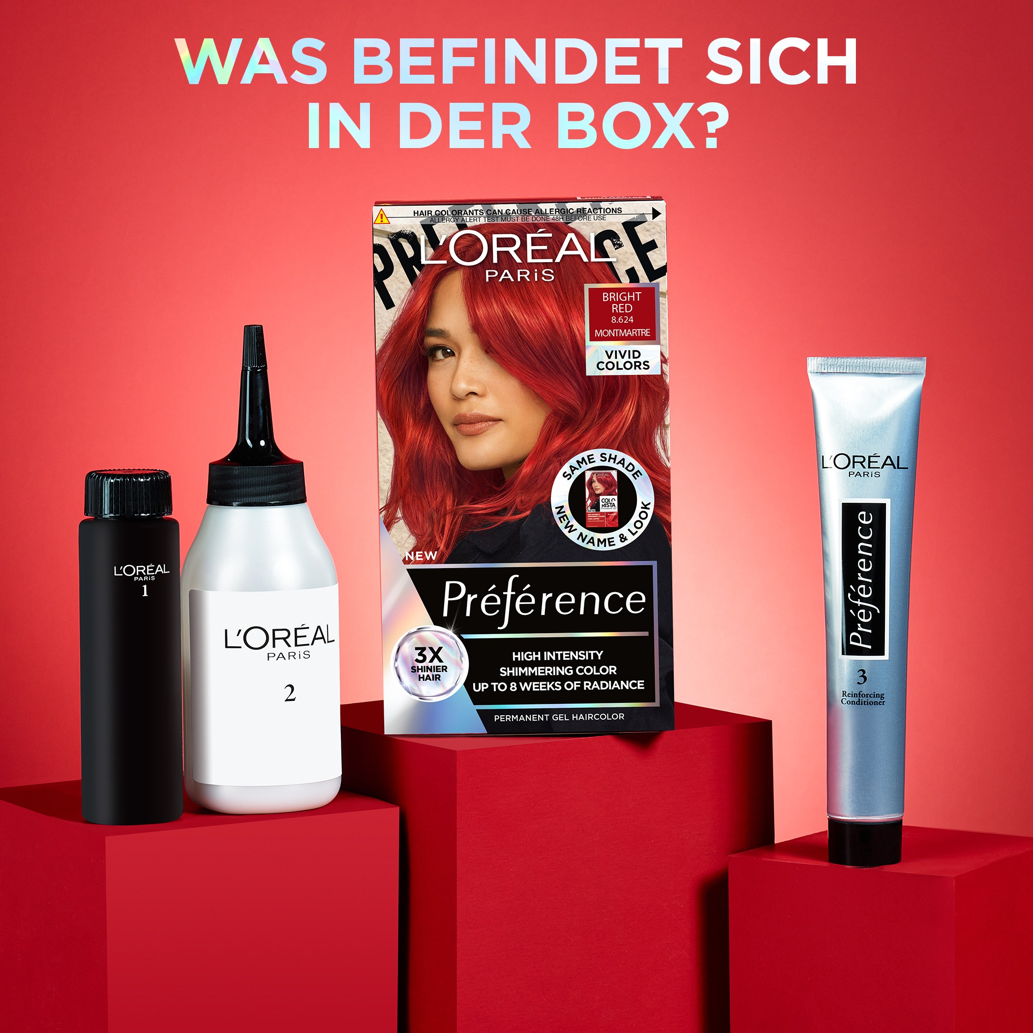 L'ORÉAL PARIS Coloration »Permanente Haarfarbe, Hellrot«, (Packung, 3 tlg.), mit pflegender Formel