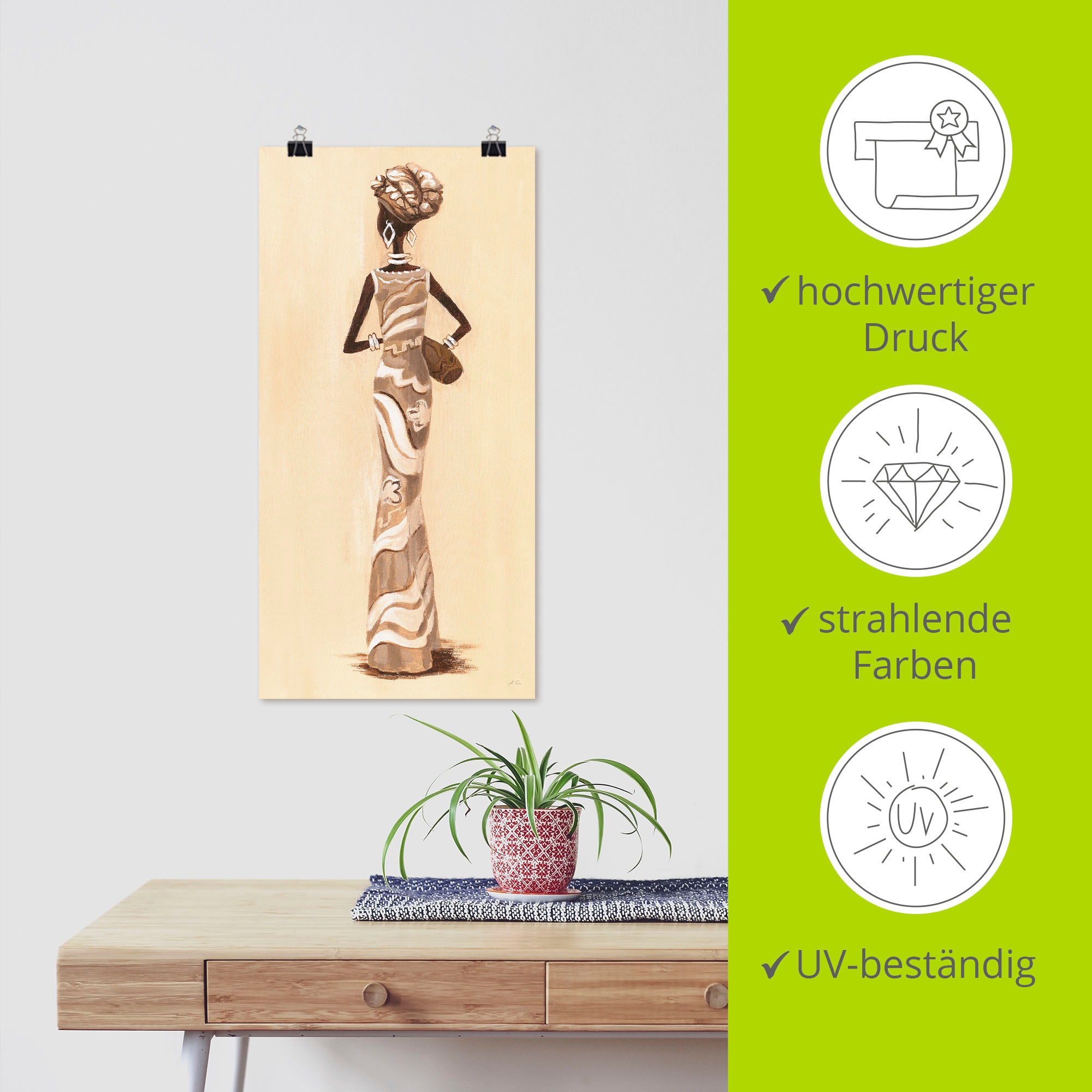 Artland Wandbild »Afrikanerin - Kehrseite«, Bilder von Frauen, (1 St.), als Leinwandbild, Poster in verschied. Größen