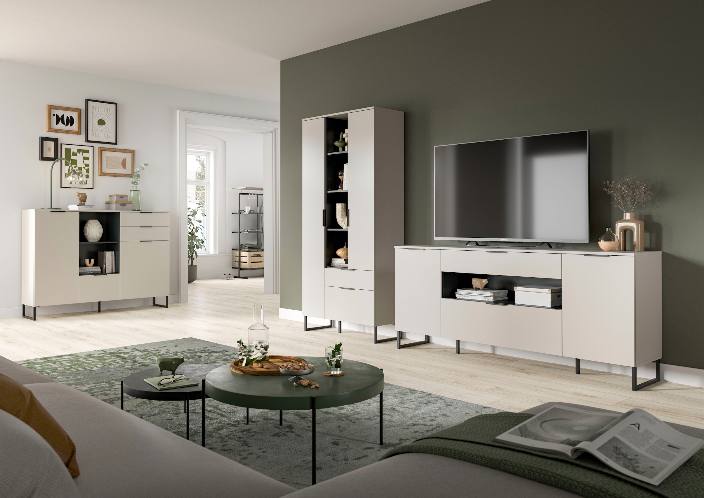 INOSIGN Wohnwand »Adio, Wohnkombination 290 cm Breit«, (Set, 2 St.), Adio, Wohnkombination 2tlg. Kashmir NB, Stauraumtype, Sideboard