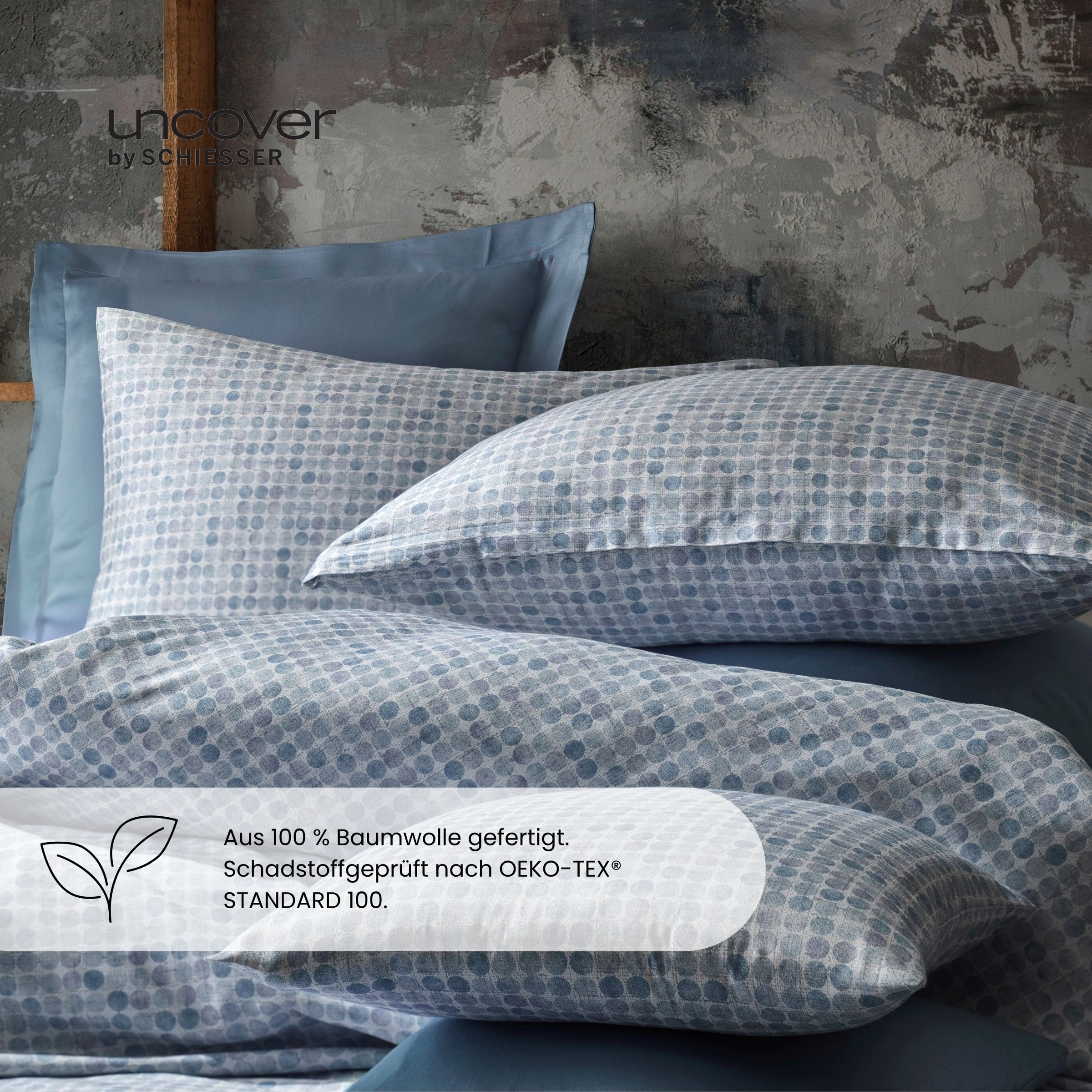 uncover by SCHIESSER Bettwäsche »Punto aus edlem Baumwollsatin, 135x200 cm + 80x80 cm« 2 Stk. OEKO-TEX® MADE IN GREEN