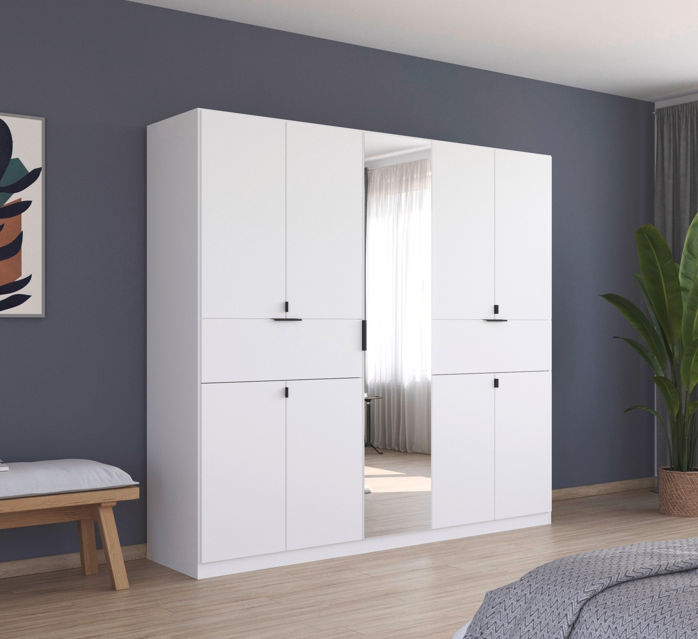 rauch Drehtürenschrank »Kleiderschrank Schrank Garderobe Wäscheschrank TICAO«, (Schubladen in der Höhe variabel positionierbar), mit 2 geräumigen Schubladen, viel Stauraum MADE IN GERMANY