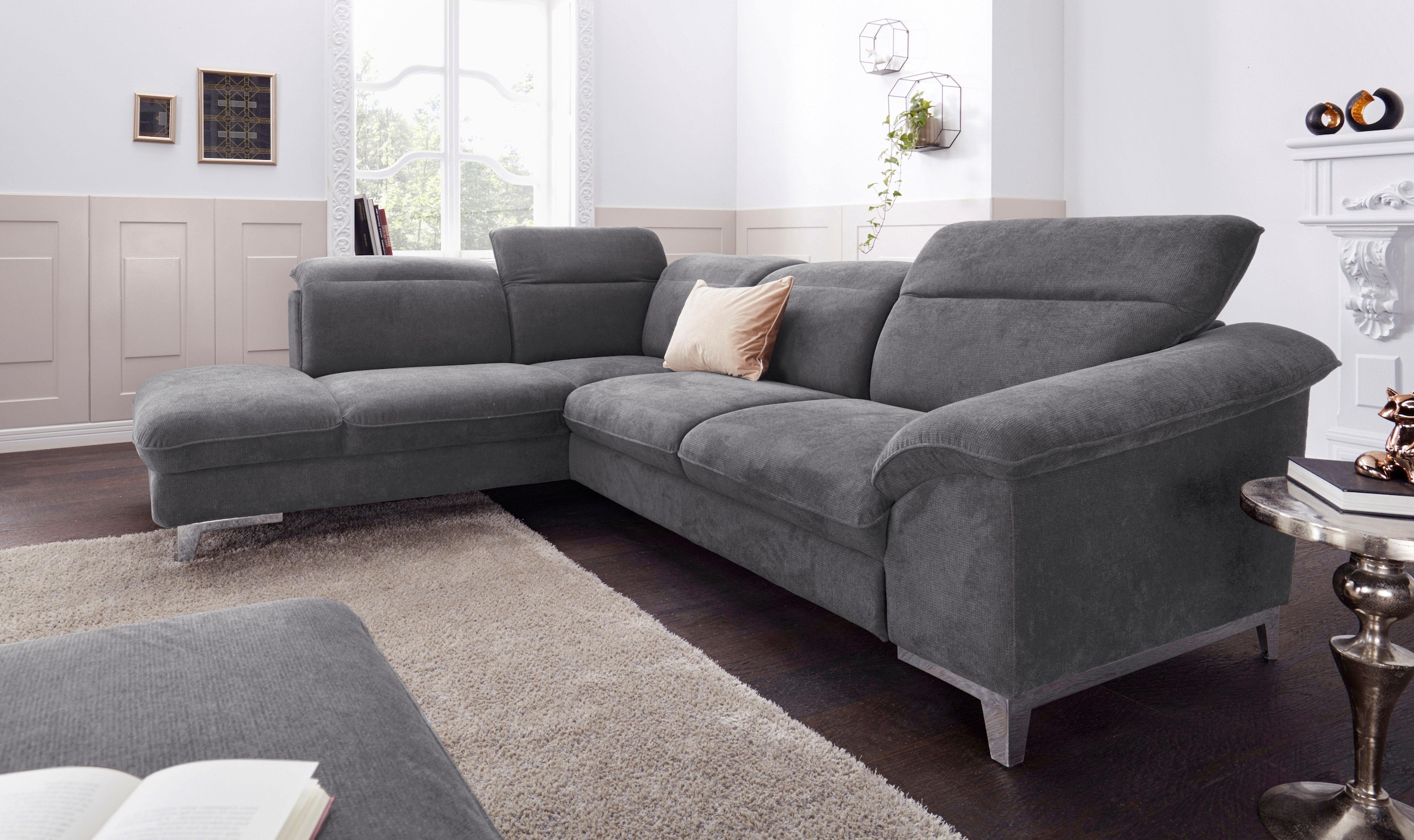COTTA Polstergarnitur Teresa, (Set), Set: bestehend aus Ecksofa und Hocker, günstig online kaufen