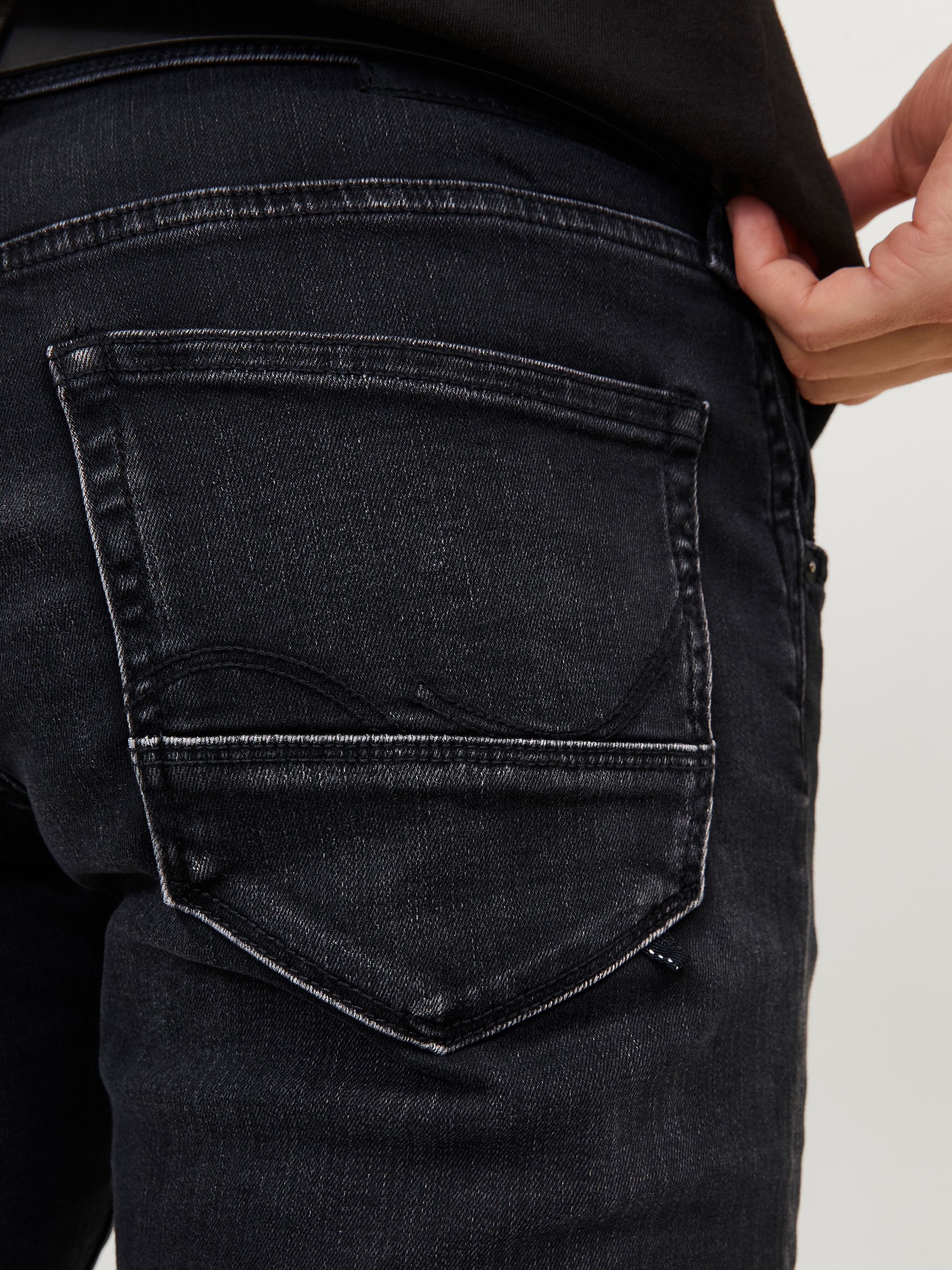 Jack & Jones Slim-fit-Jeans »JJIGLENN – Jeans mit Gürtelschlaufen und Used-Waschung« Used, modisch, slim fit, Denim/Jeans