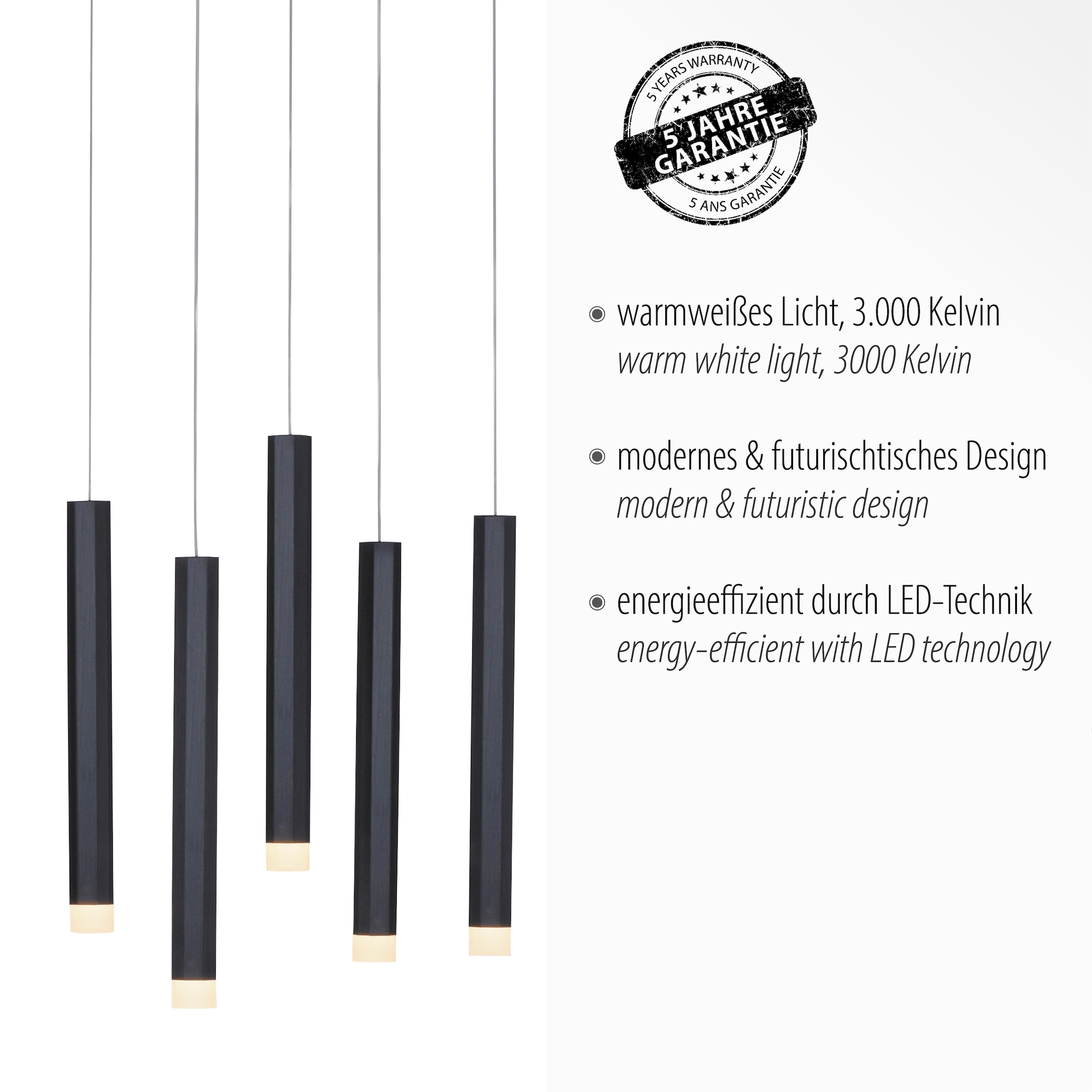 JUST LIGHT Pendelleuchte »BRUNO«, 10 flammig, Leuchtmittel LED-Board | LED fest integriert, LED