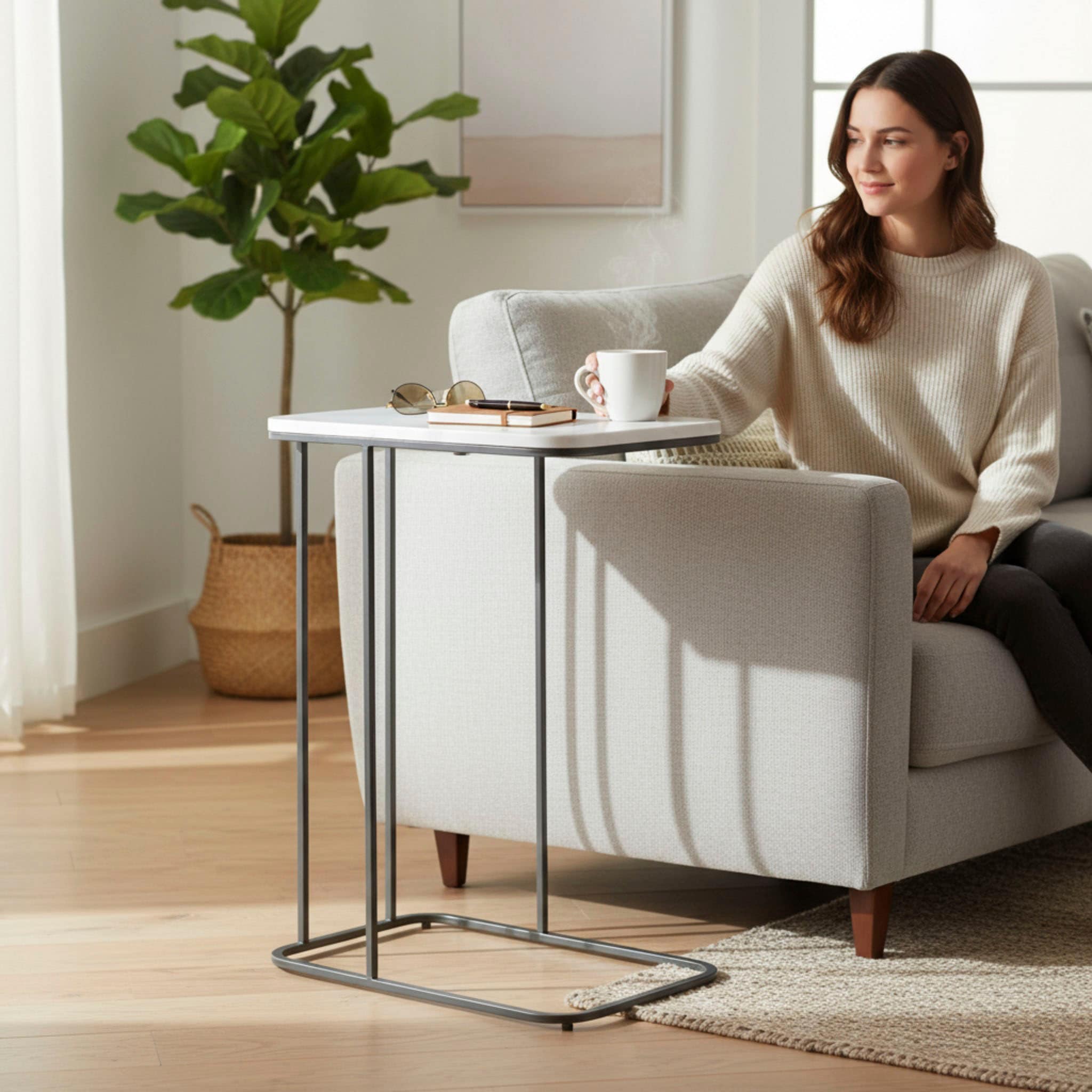 HAKU Beistelltisch »Sofatisch, Wohnzimmertisch« 1 Stk. tlg. rechteckig - aus Metall Anthrazit B/T/H 45/30/67 cm
