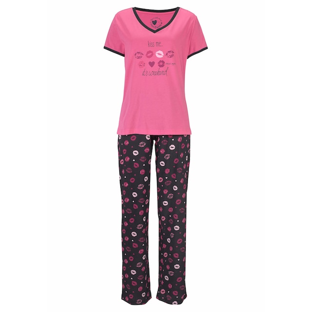 Vivance Dreams Pyjama, (3 tlg.), mit Kussmund Print online kaufen