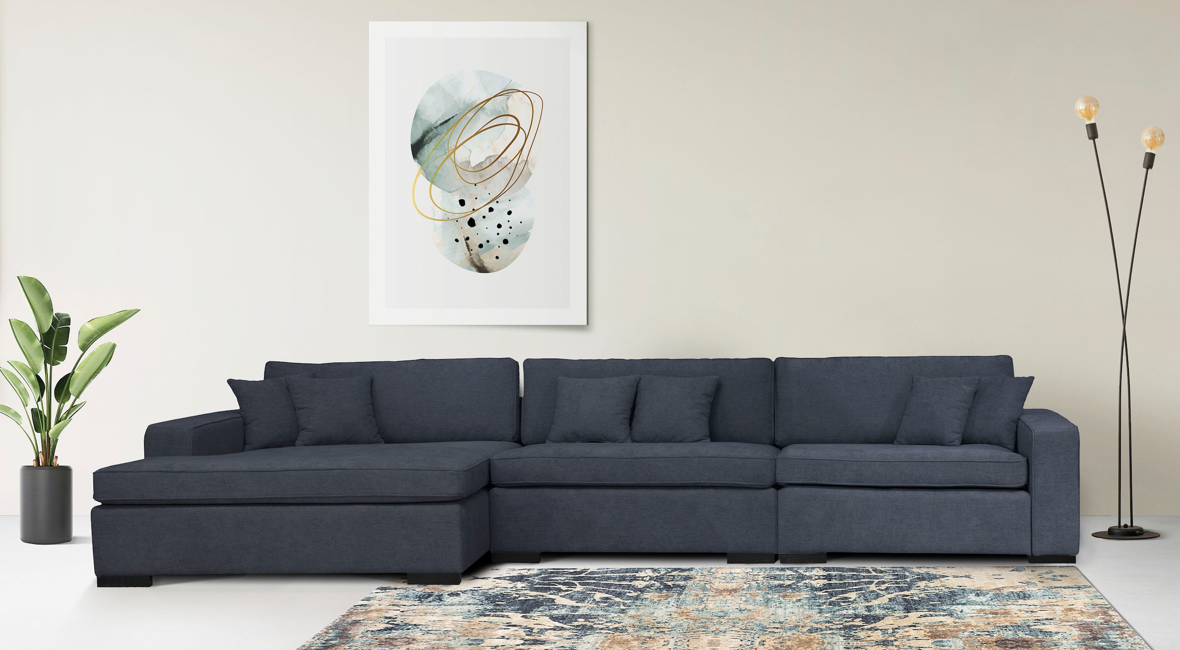 Home affaire Ottomane »Skara L-Form«, Lounge-Sofa mit Federkernpolsterung, günstig online kaufen