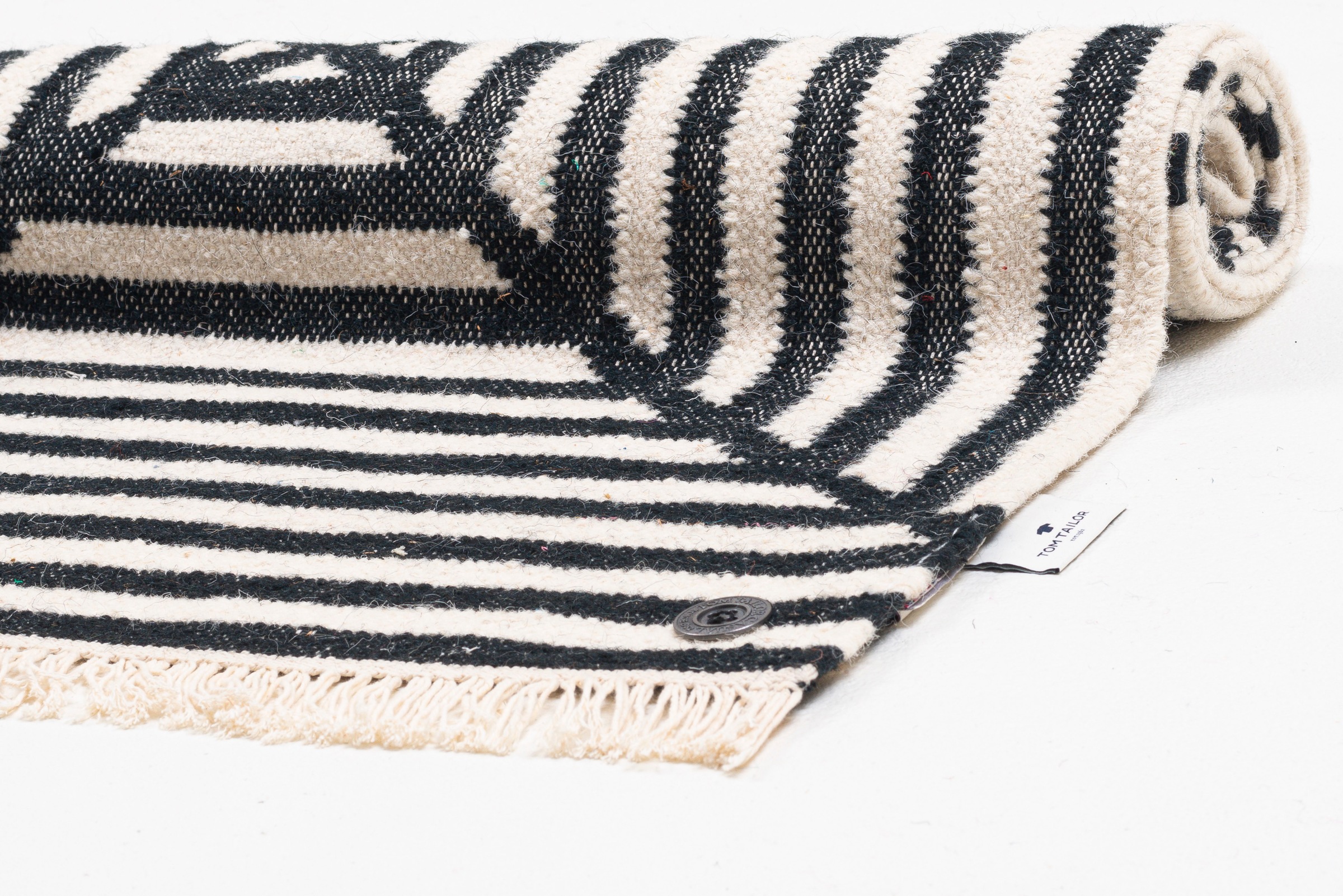 TOM TAILOR HOME Teppich »Criss Cross«, rechteckig, 5 mm Höhe, handgewebt, mit Fransen, Boho-Style