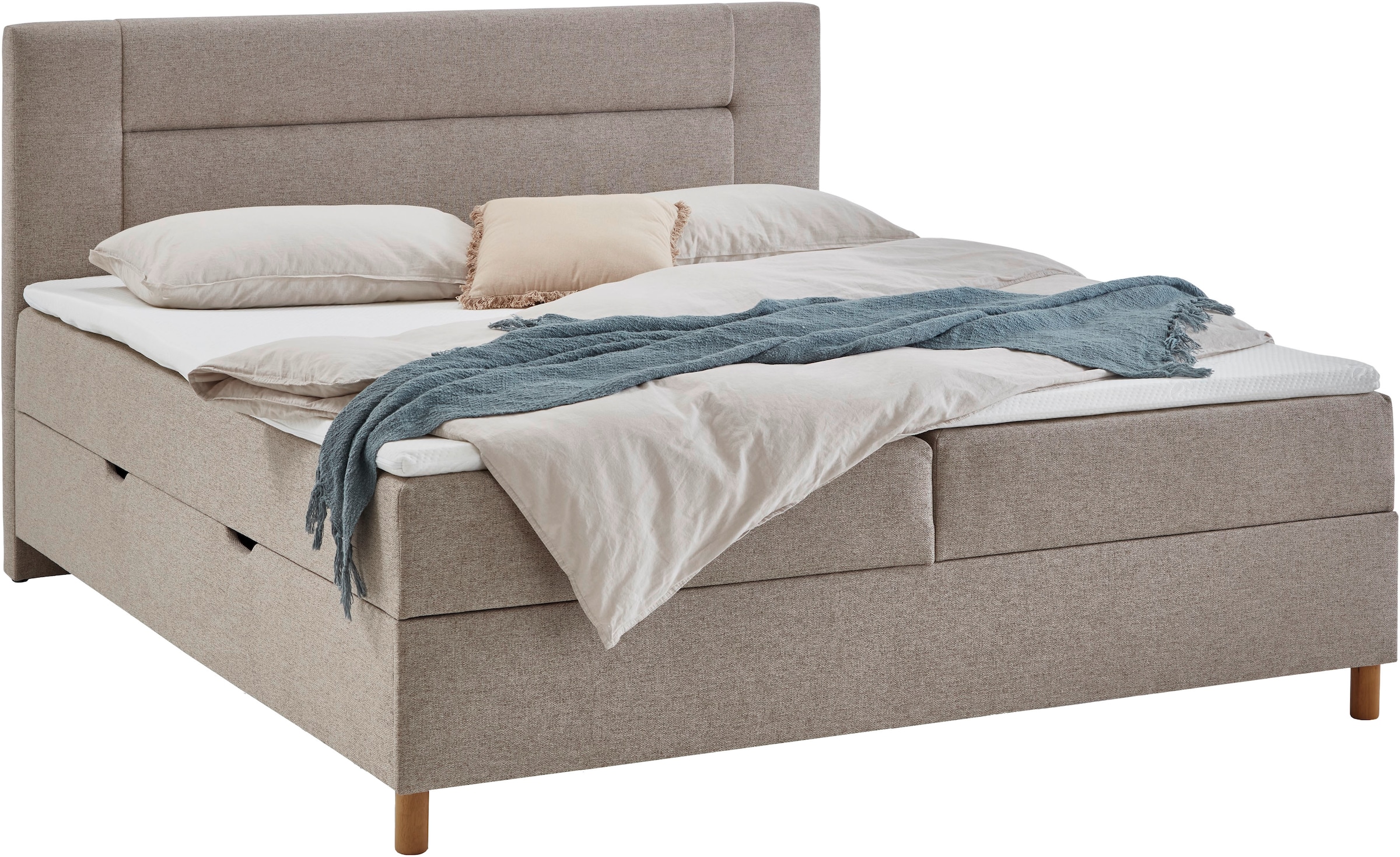 INOSIGN Boxbett »Escalon II, mit Bettkasten, inkl. Topper, mit Holzfüßen«, erhältlich in den Breiten 120x200cm und 180x200cm